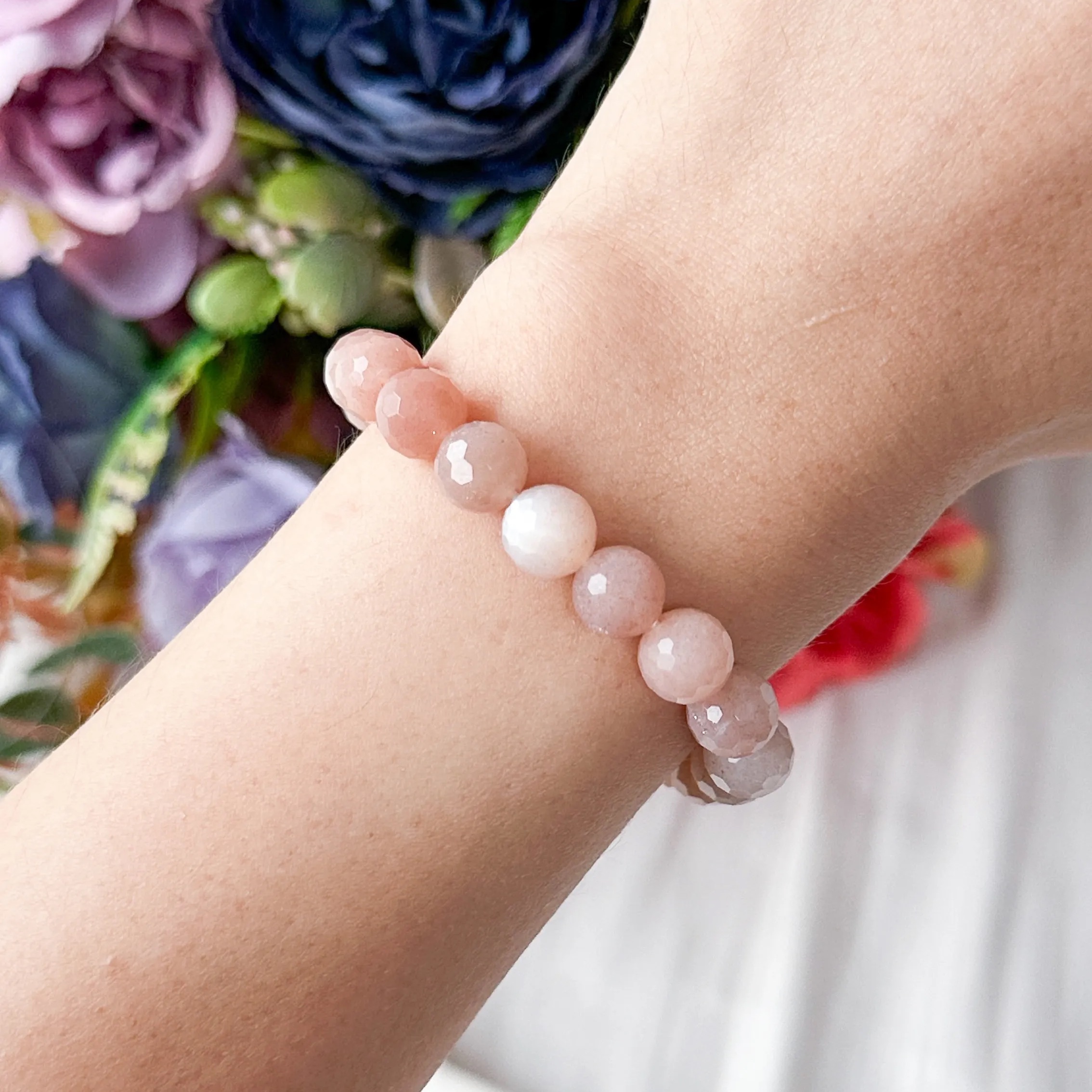Peach Moonstone 8mm Cut Bracelet