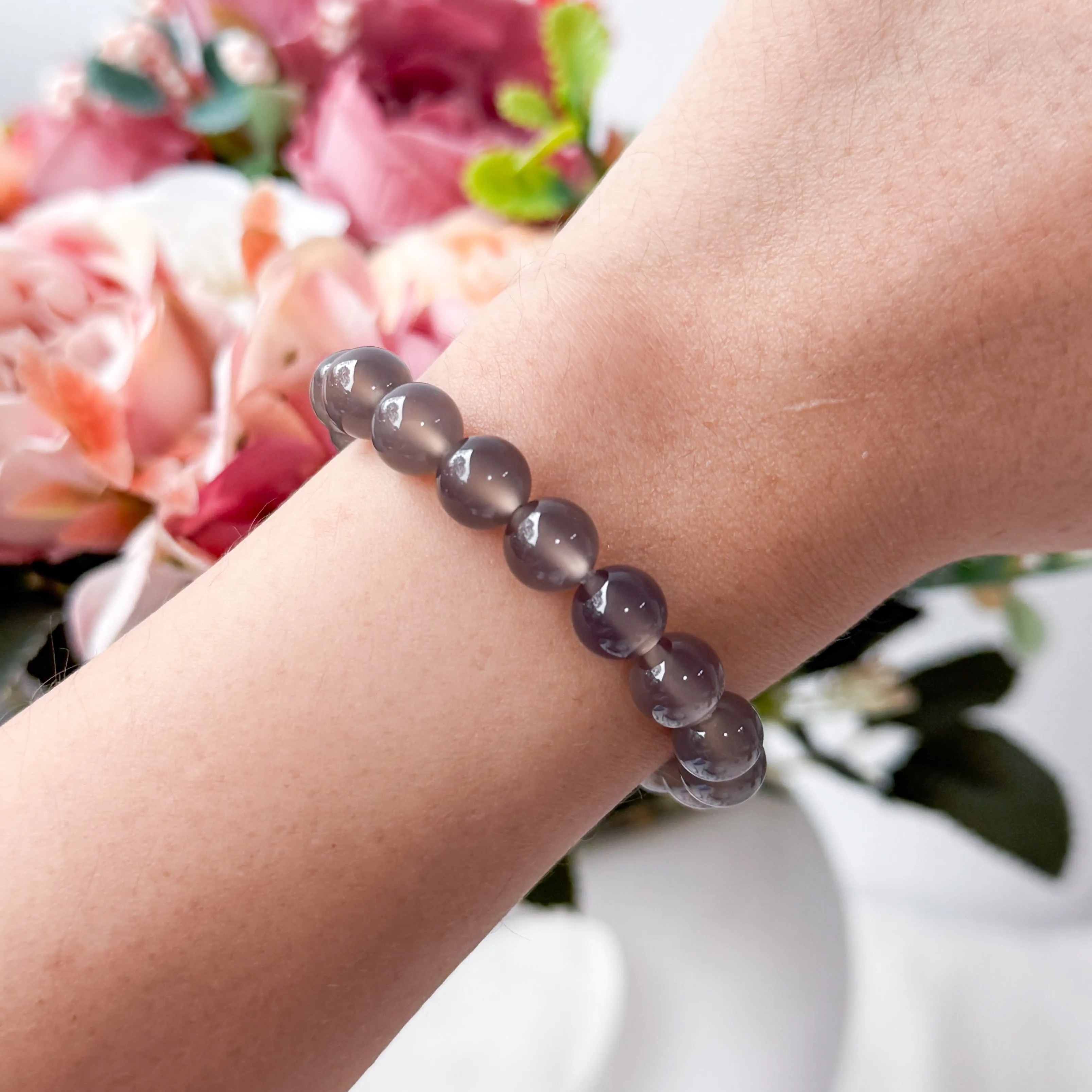 Grey Chalcedony 8mm Bracelet