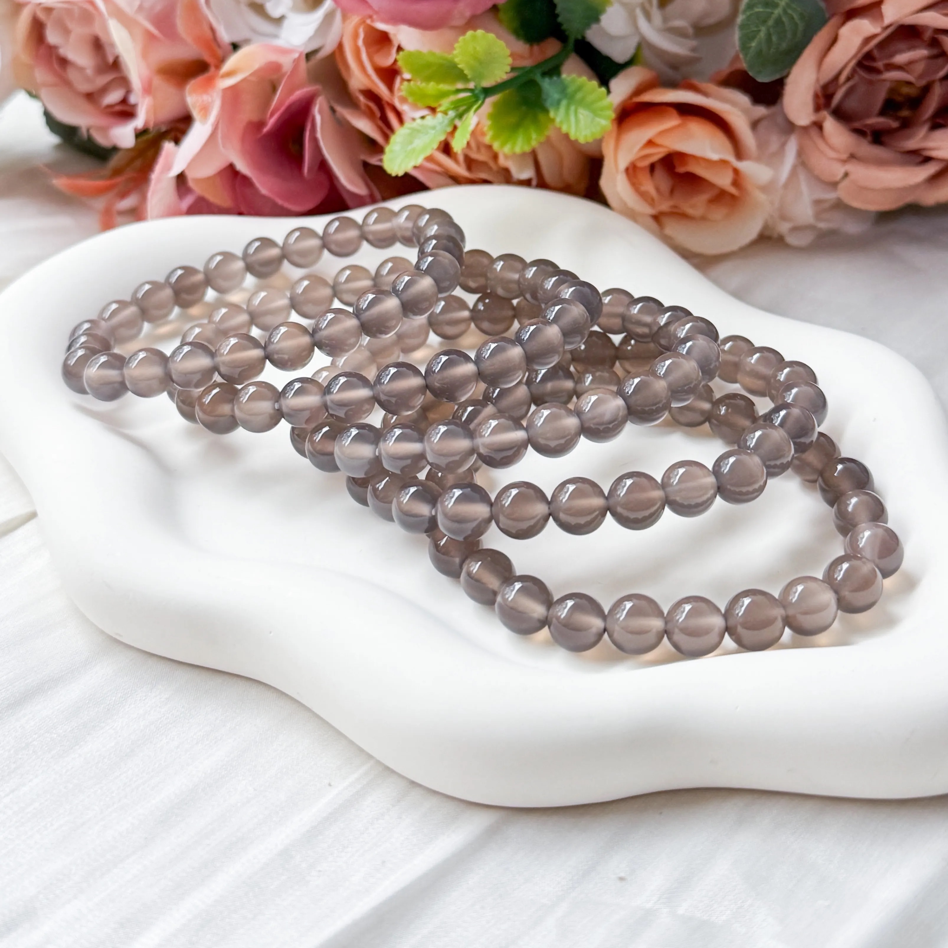 Grey Chalcedony 8mm Bracelet