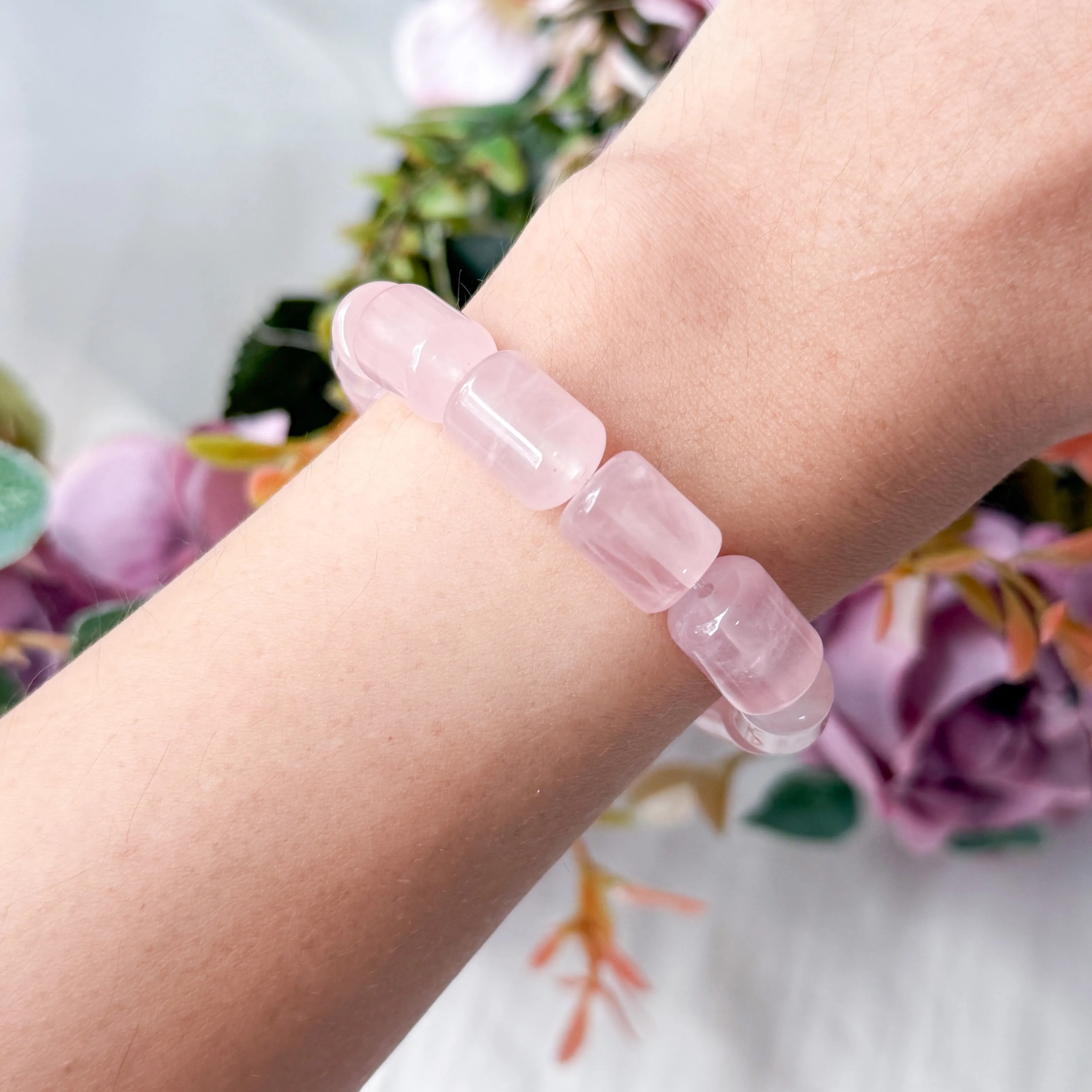 Rose Quartz Barrel Bracelet