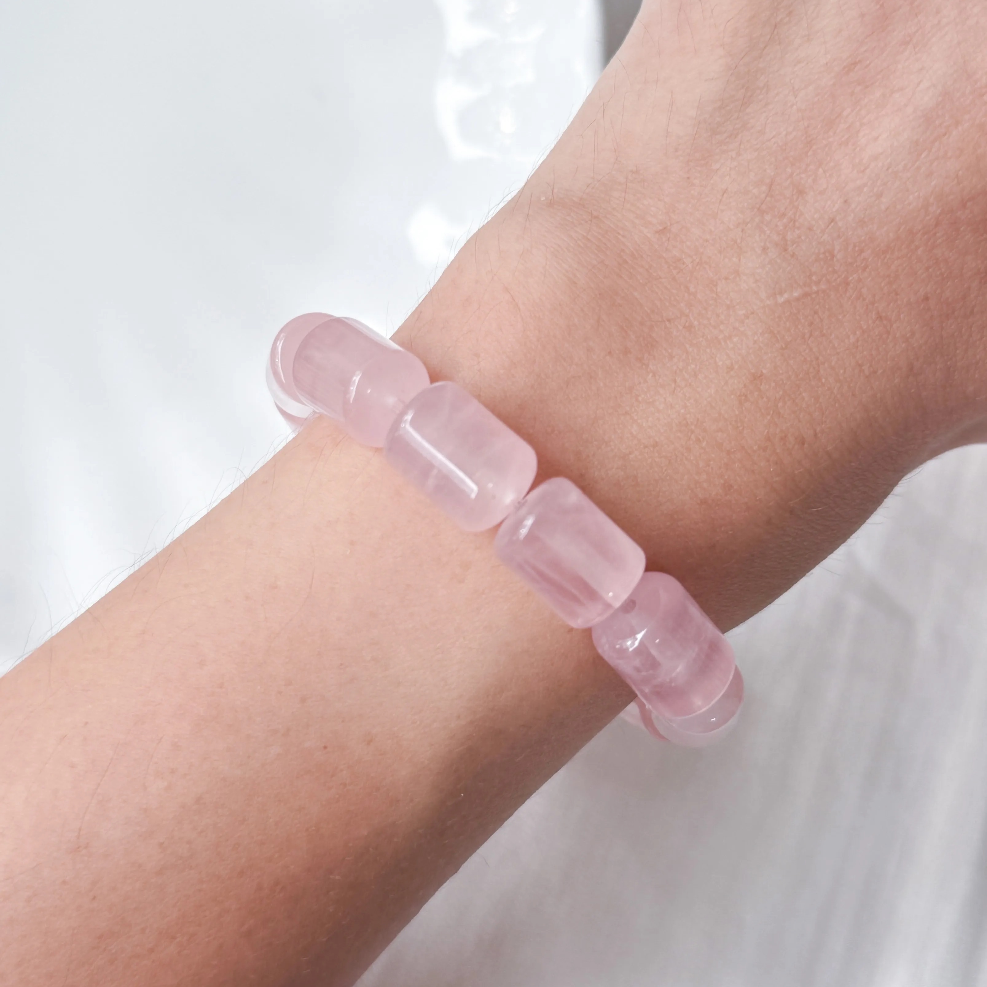 Rose Quartz Barrel Bracelet