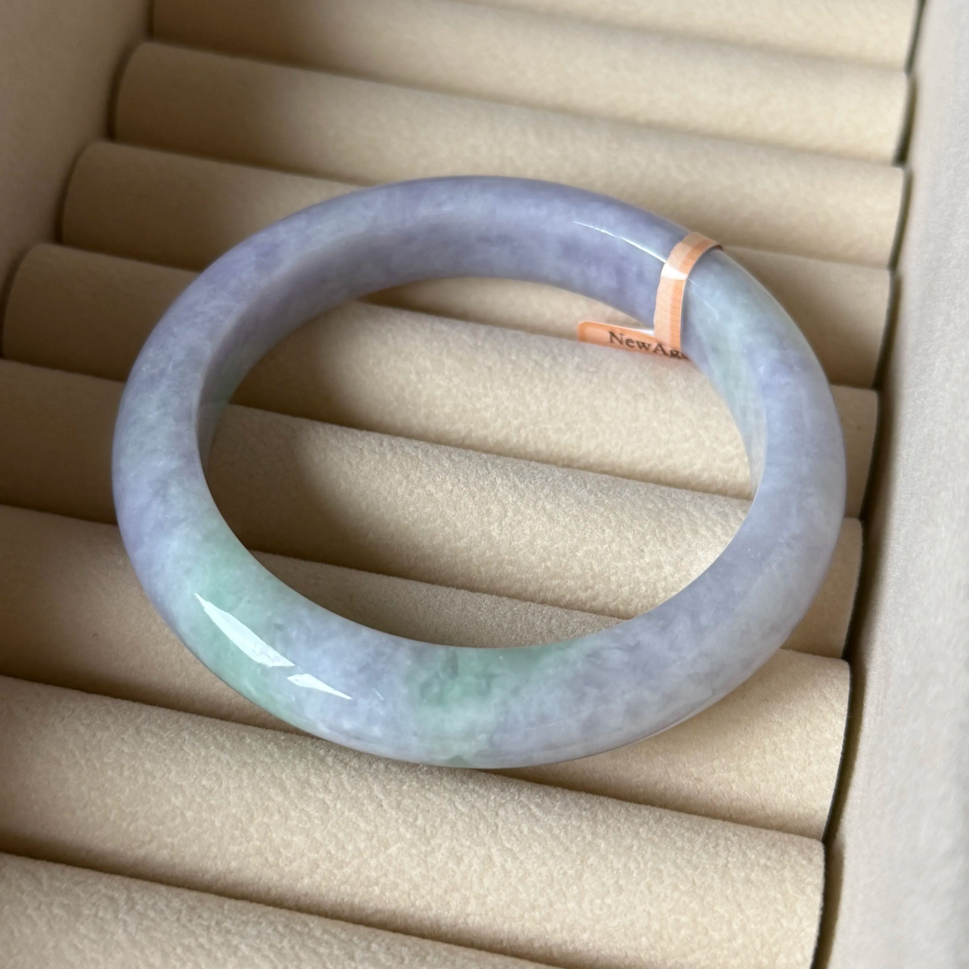 Grade A Iris Lavender Green Jade Bangle - S57/59.4g - YTM