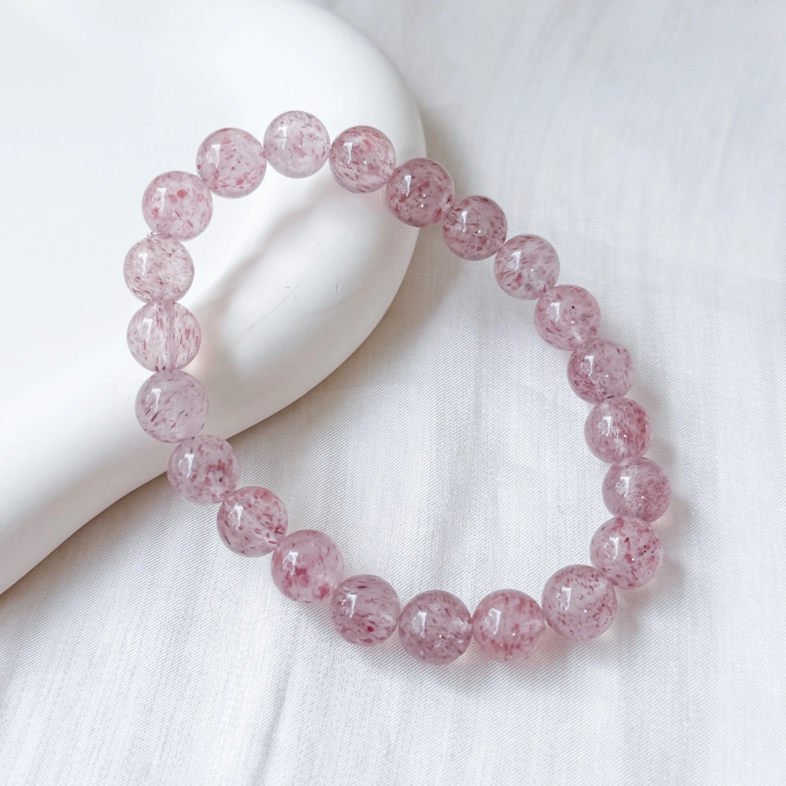 Frosty Strawberry Quartz 8mm Bracelet
