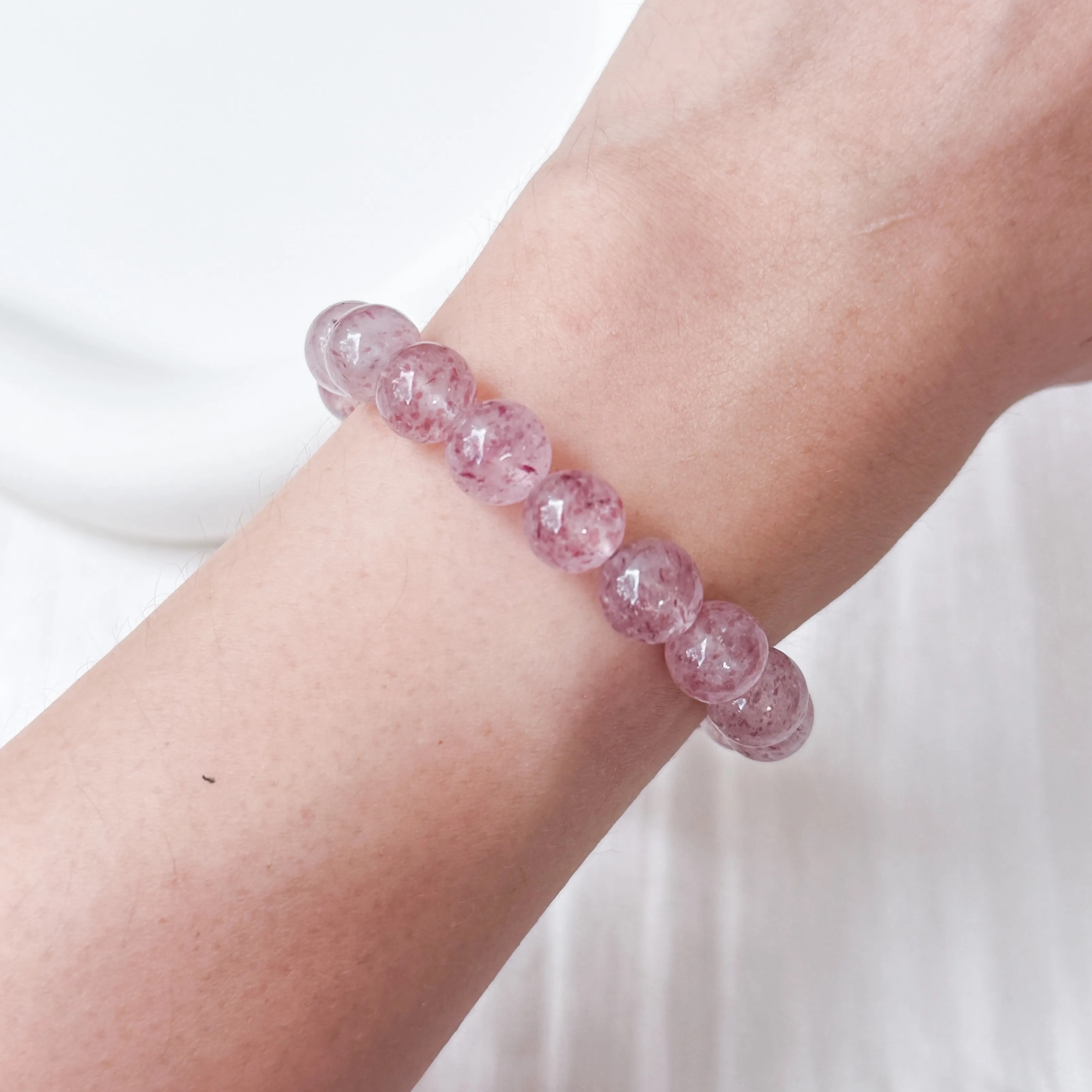 Frosty Strawberry Quartz 8mm Bracelet