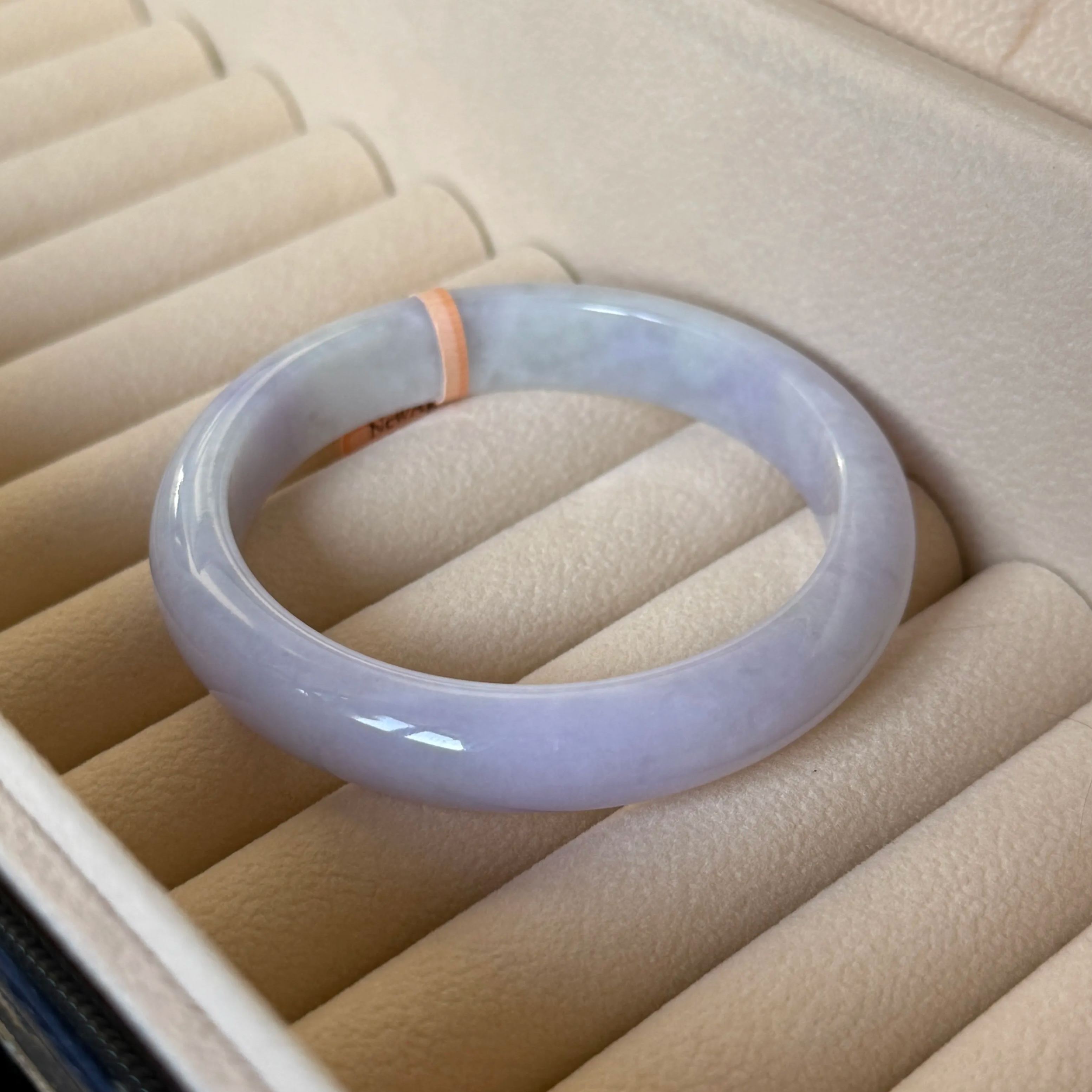 Grade A Indigo Lavender Green Jade Bangle S57/50.7g - YGM