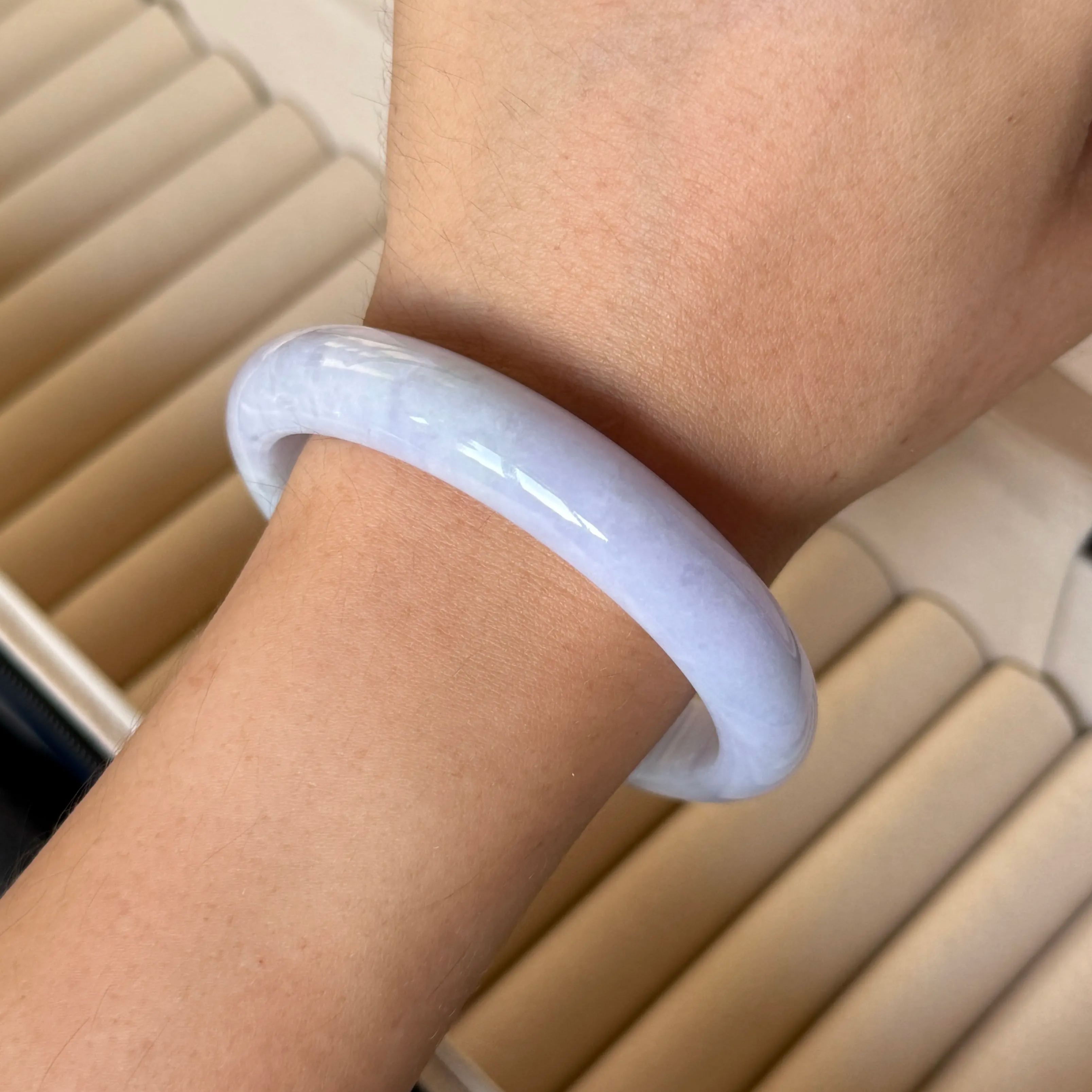 Grade A Indigo Lavender Green Jade Bangle S57/50.7g - YGM