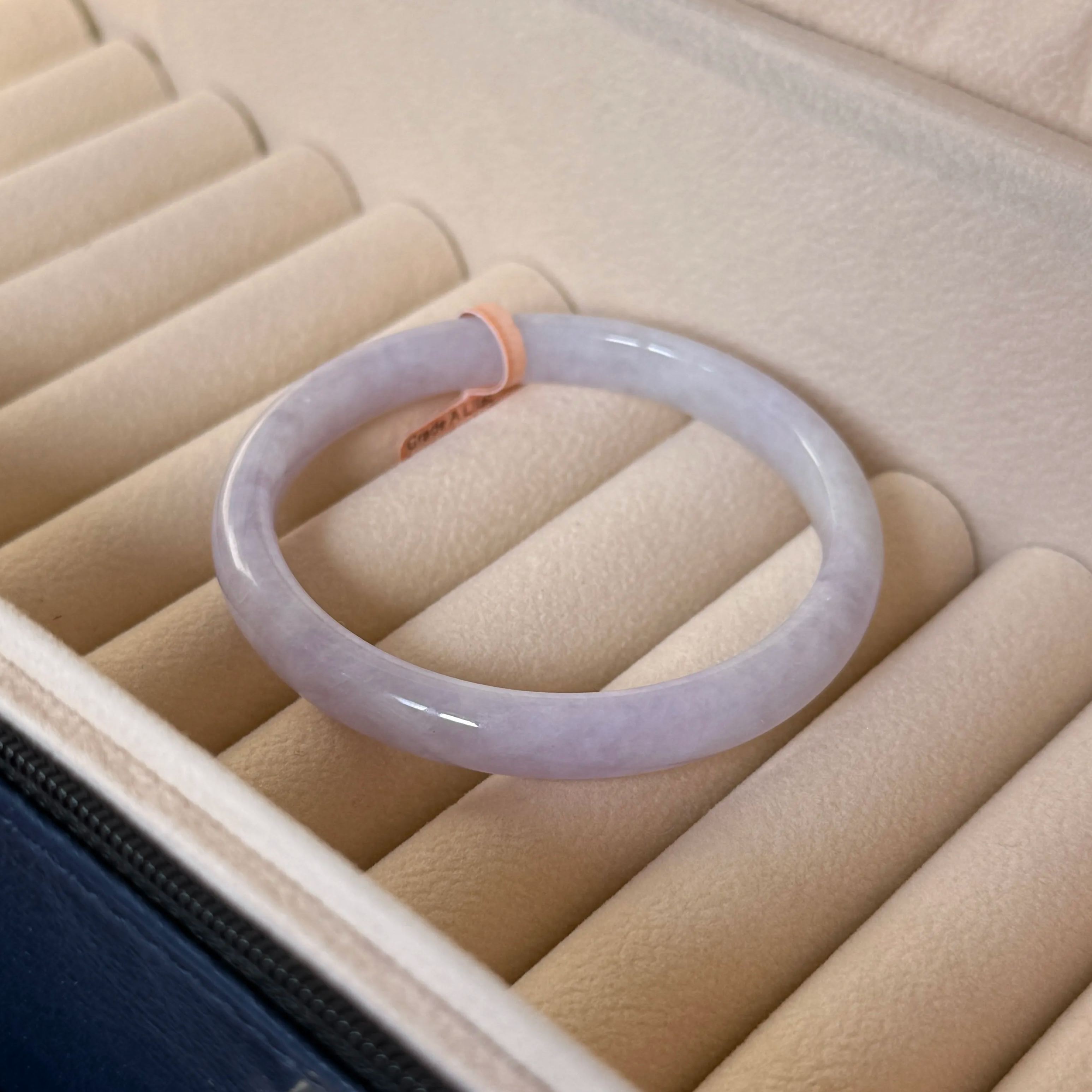 Grade A Lilac Lavender Jade Xi Tiao Bangle - S54+/27.8g - SMM