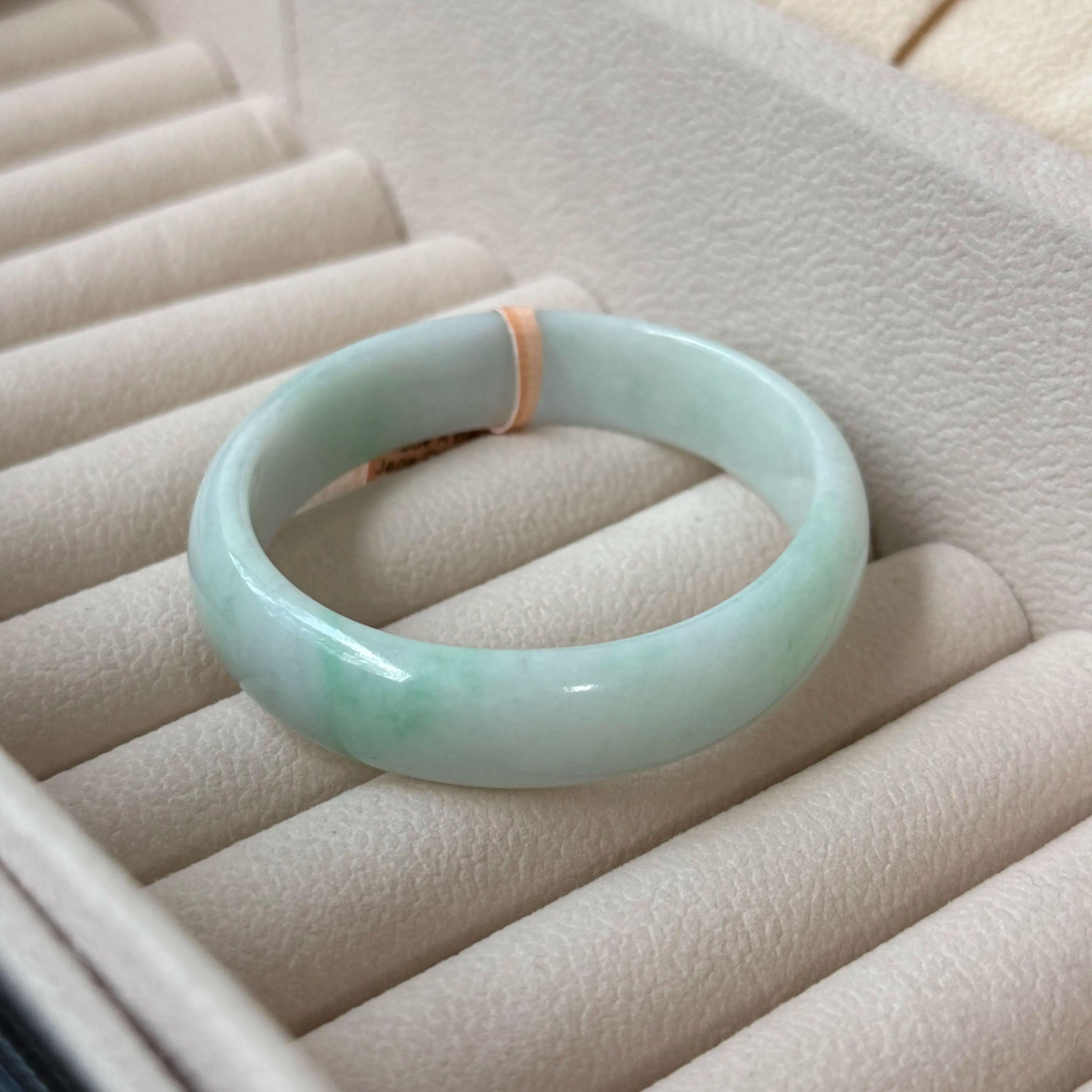 Grade A Bai Di Qing Jade Oval Bangle - S53/31.9g - GM