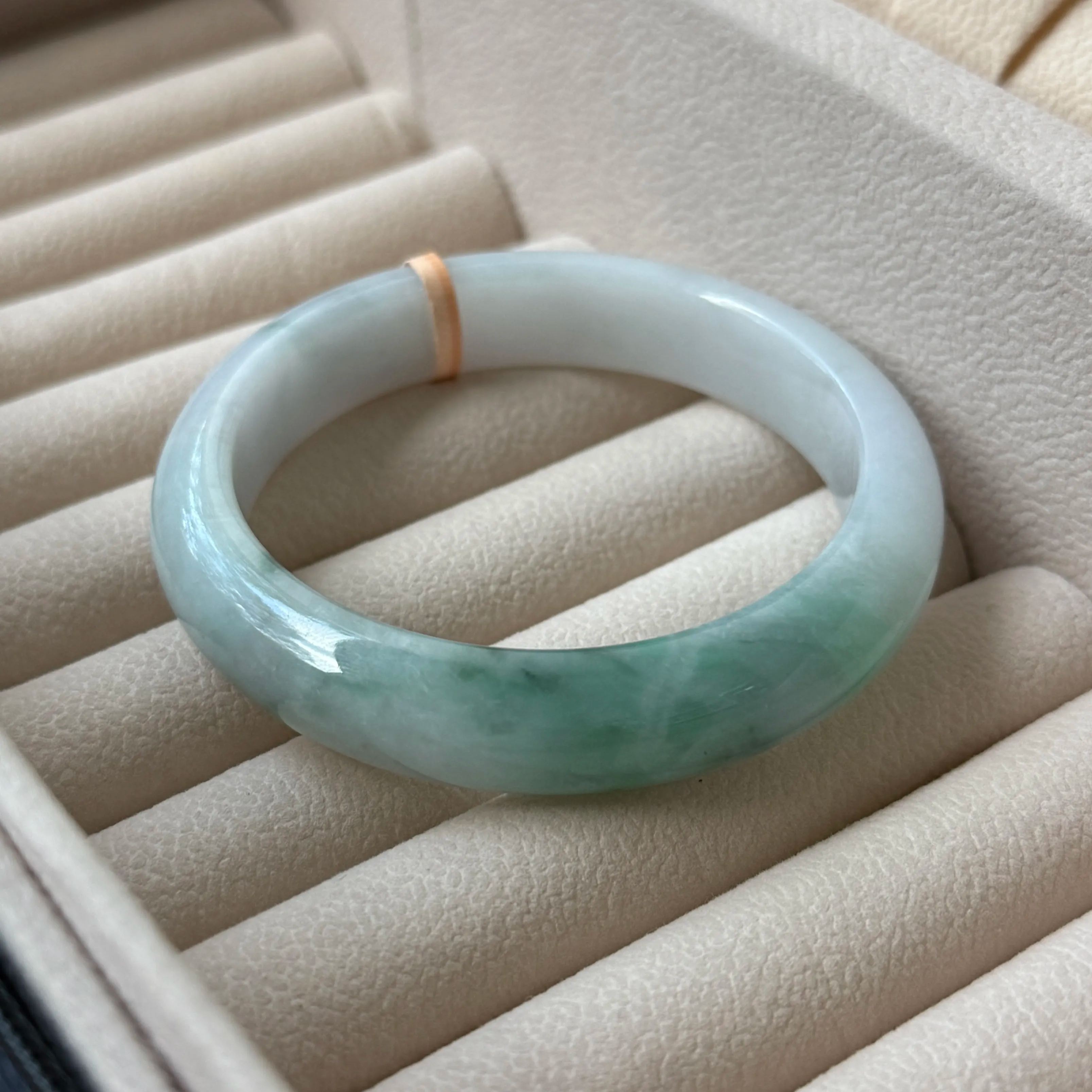 Grade A Jelly Flower Green Jade Bangle - S57/57.3g - YMM