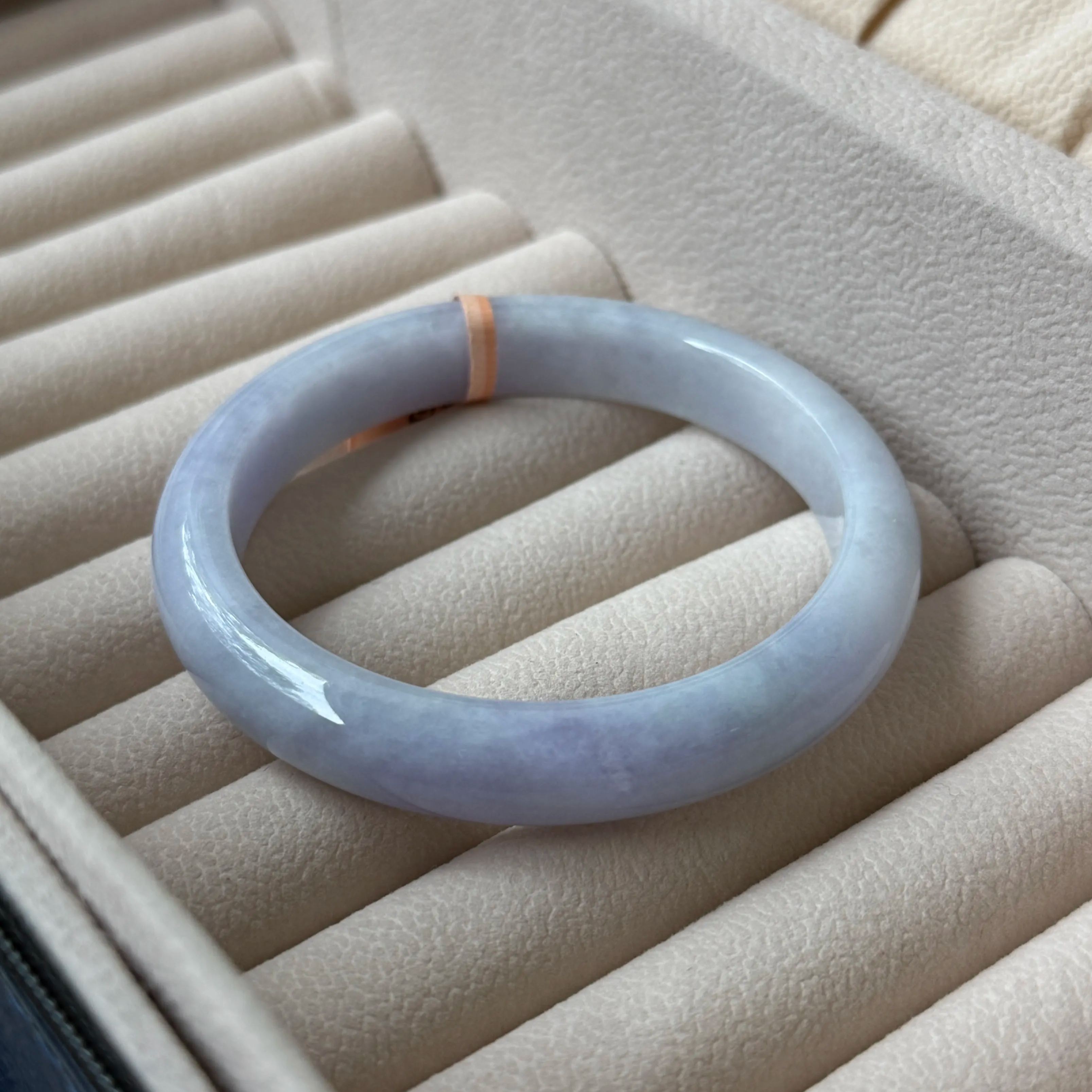 Grade A Indigo Lavender Green Jade Bangle - S58/50g - YGM