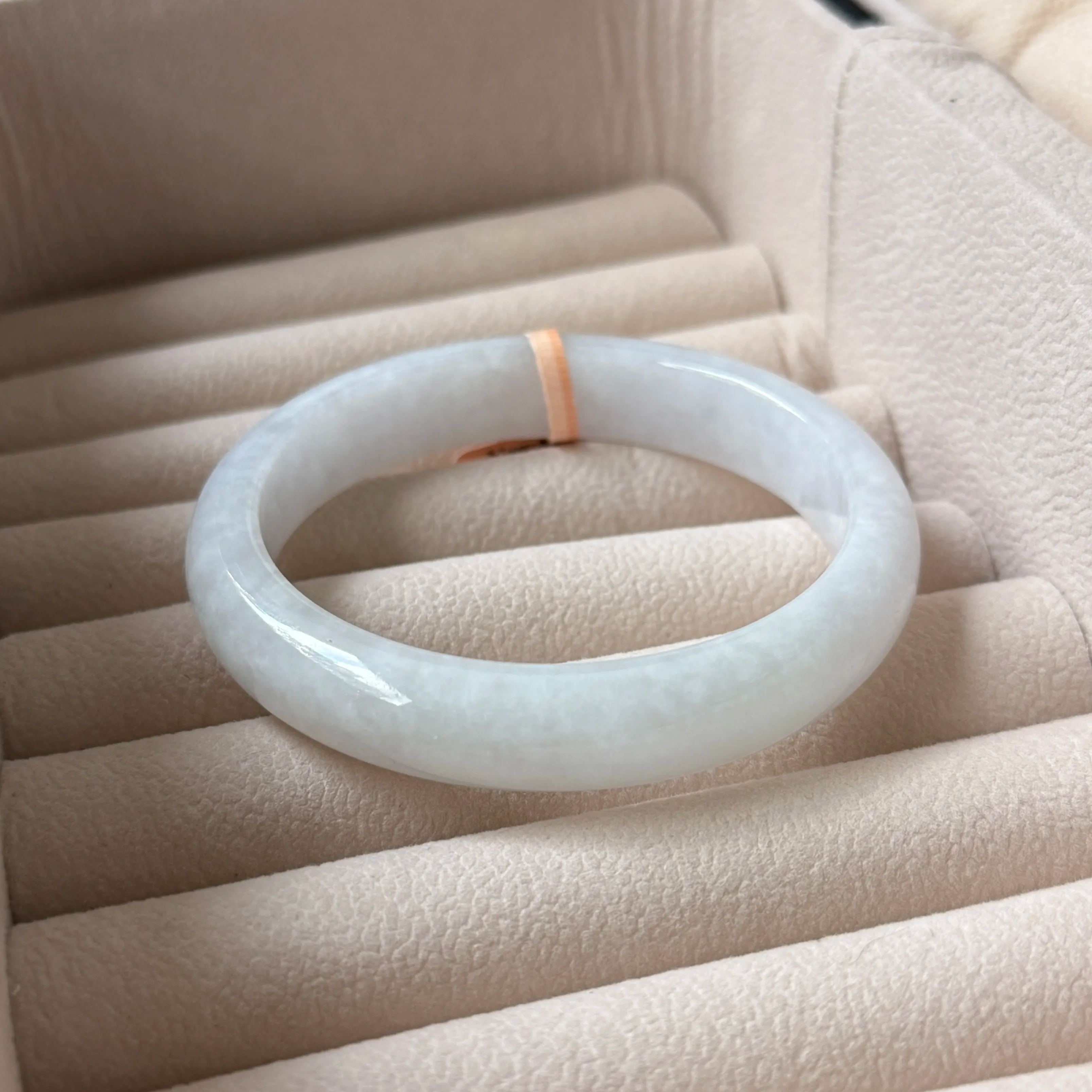 Grade A Snowy White Jade Bangle - S54+/44.2g