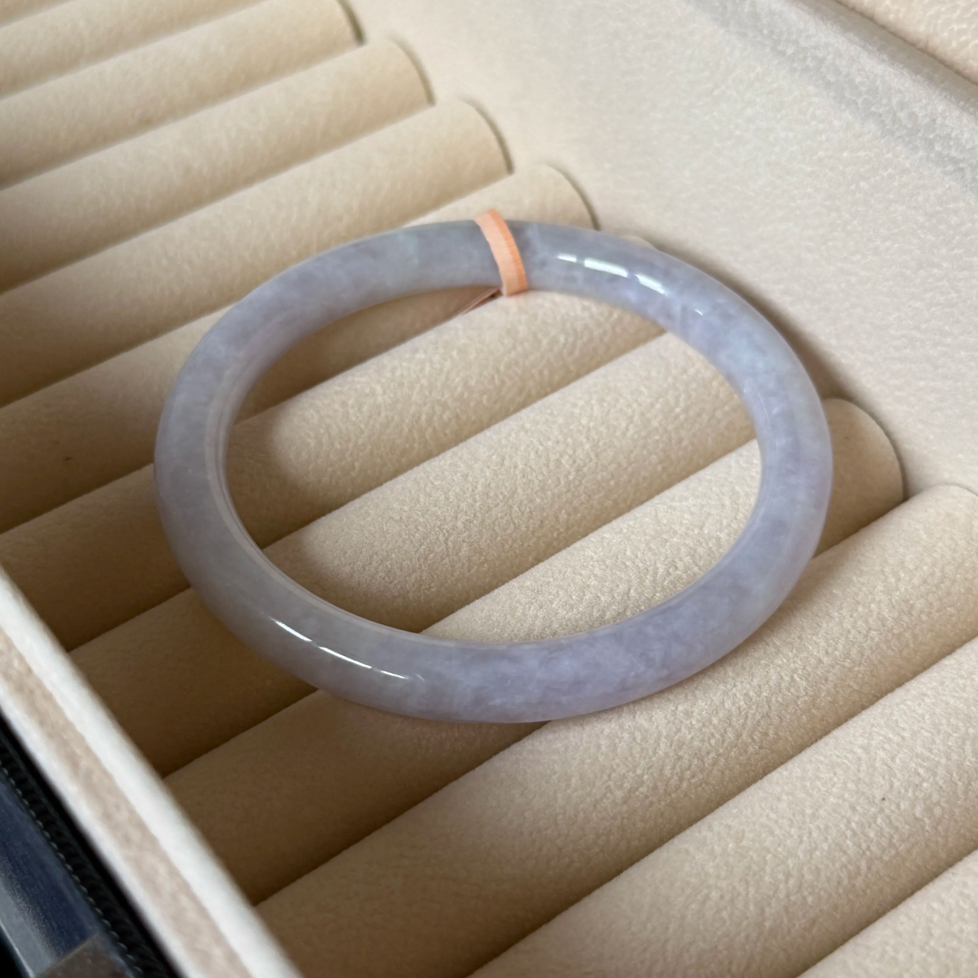 Grade A Waterhue Lavender Jade Yuan Tiao Bangle - S59+/35.8g - YYM