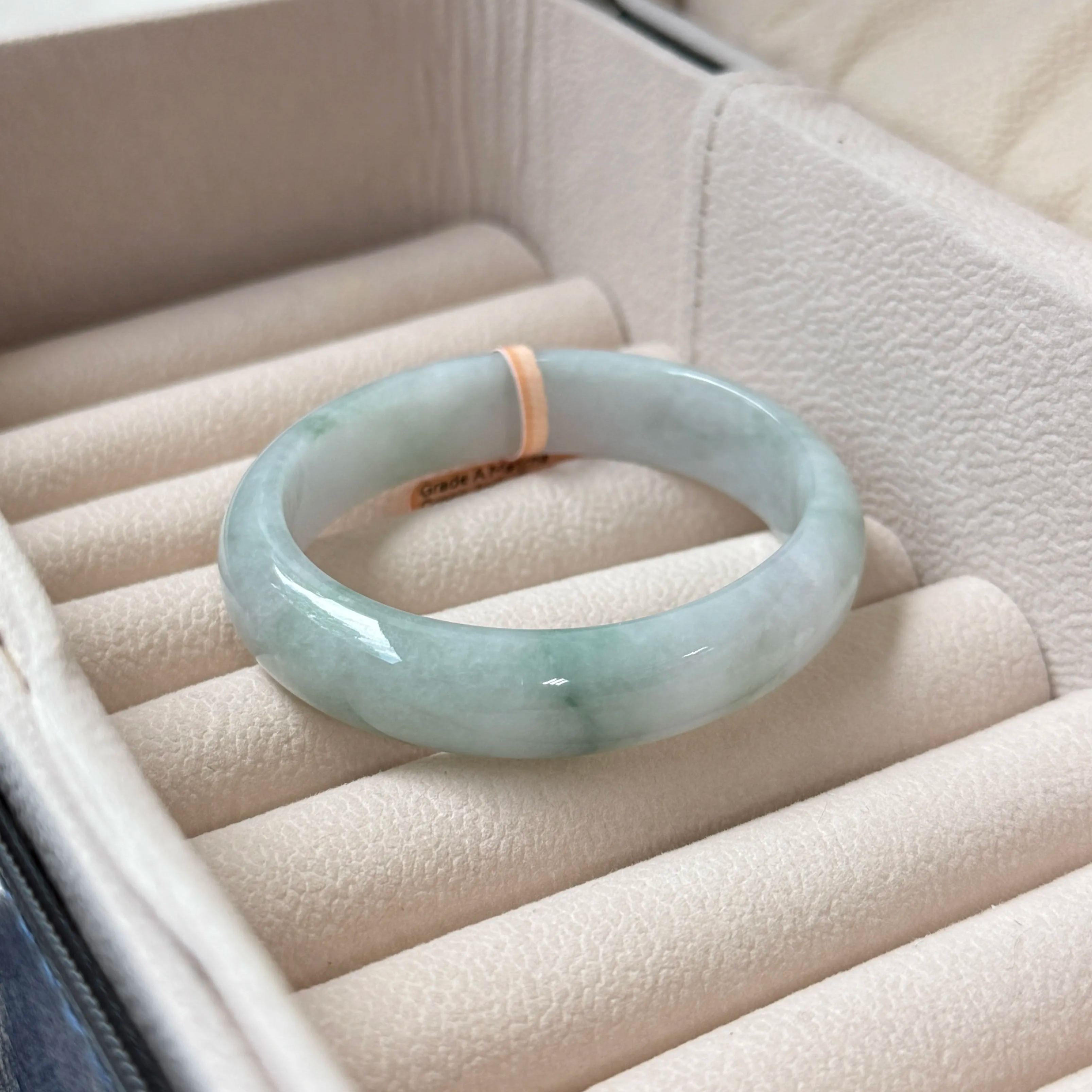 Grade A Matcha Green Jade Oval Bangle - S53+/41.6g