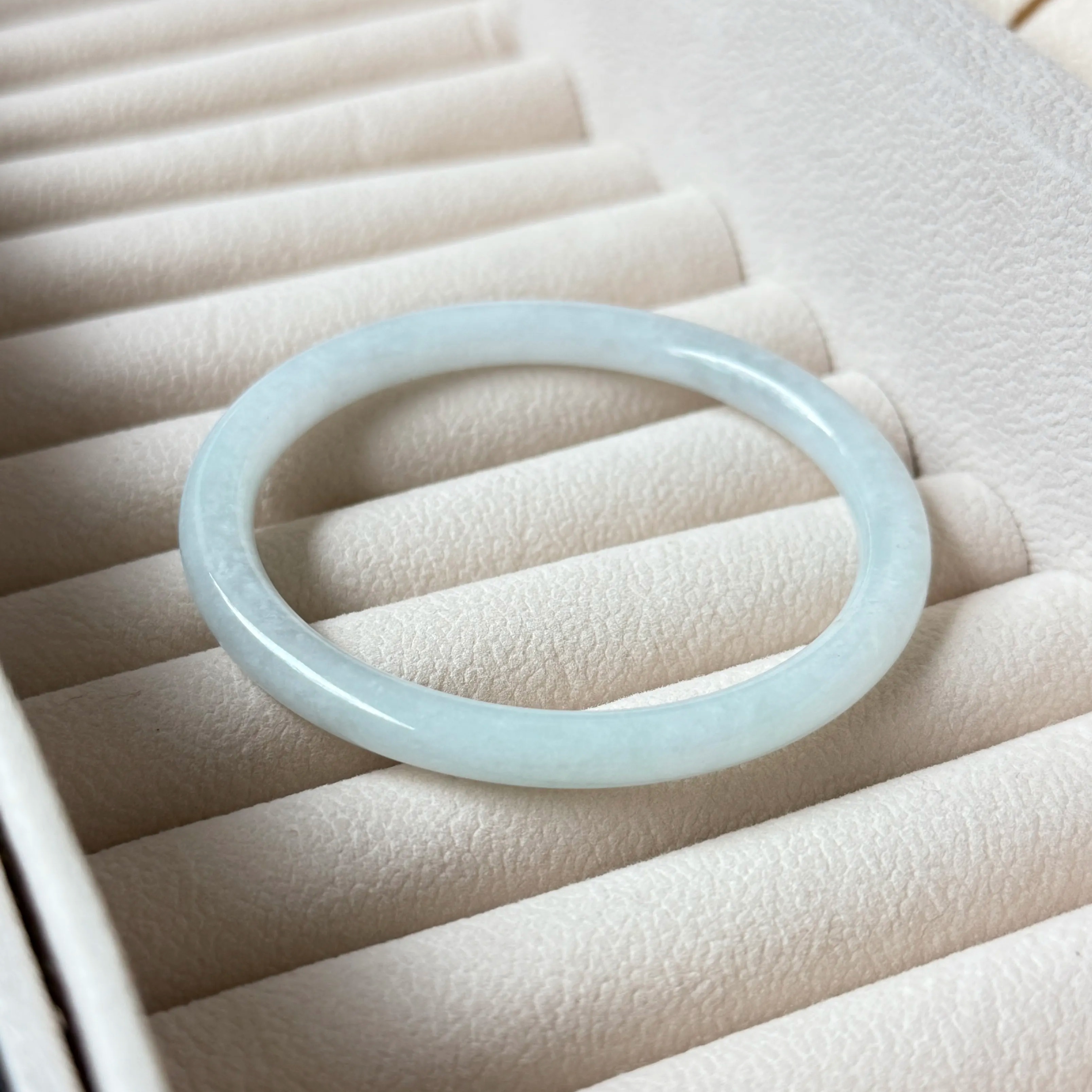 Grade A Waterhue Green Jade Yuan Tiao Bangle - S55+/21.6g