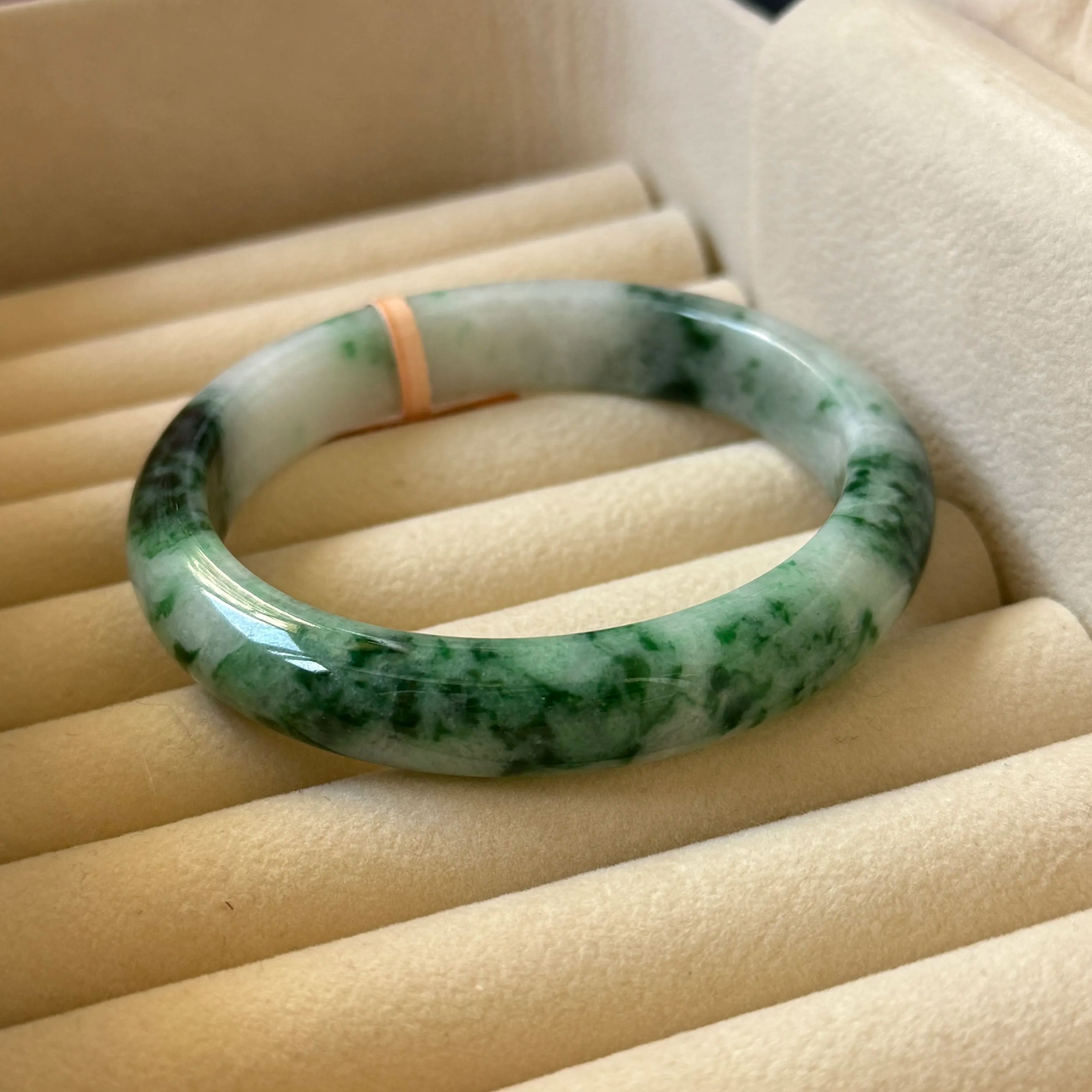 Grade A Monstera Flora Green Jade Bangle - S58+/53g