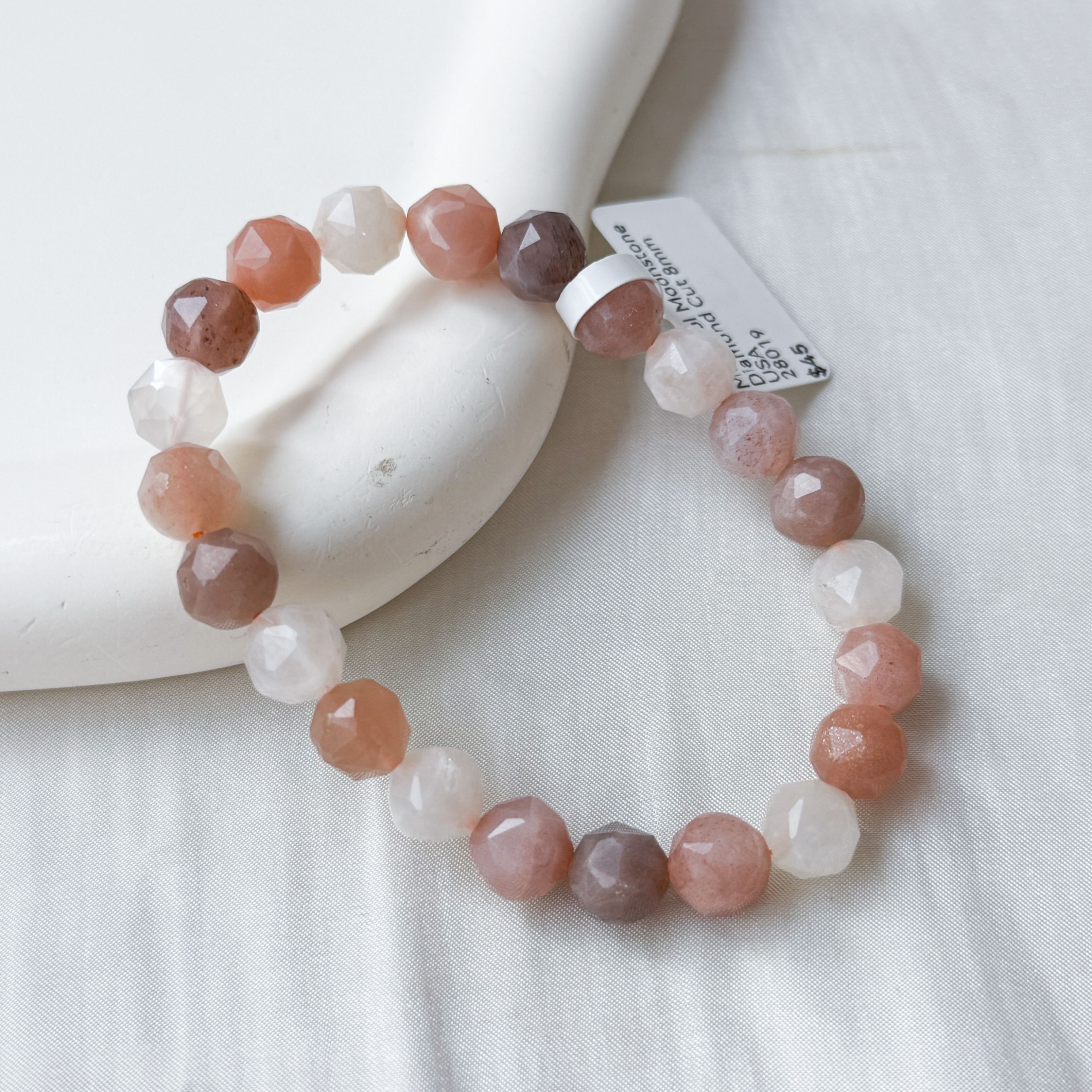 Multi Coloured Moonstone 8mm Diamond Bracelet