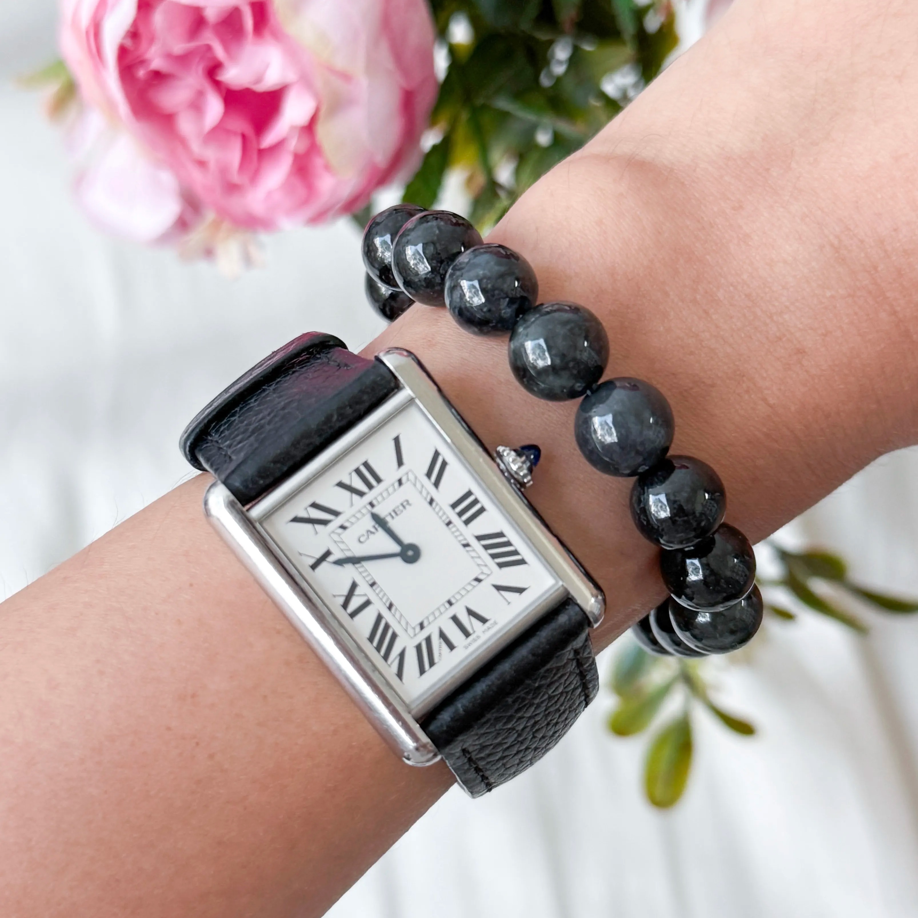 Grade A Ash Grey Jade 10mm AA Bracelet 