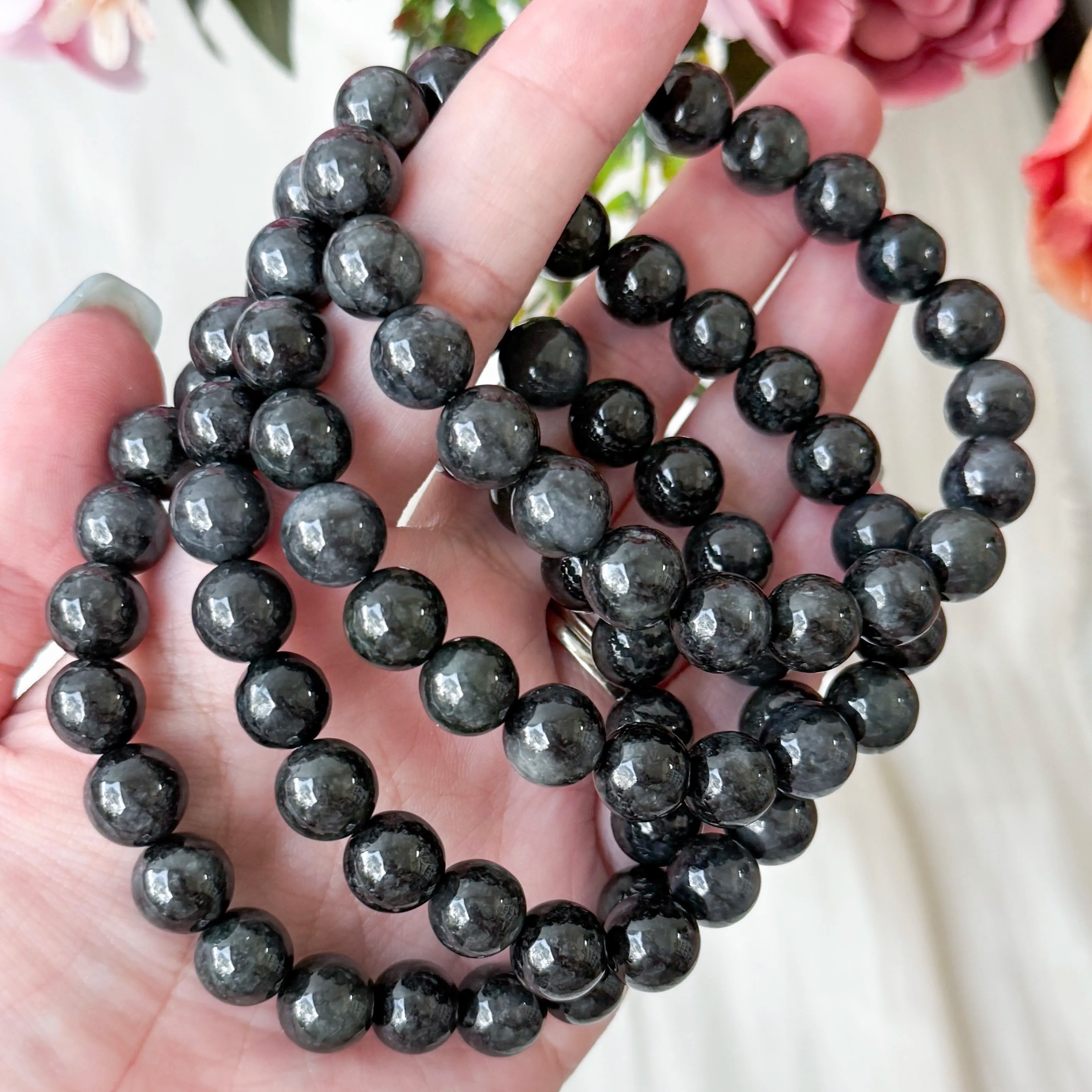 Grade A Ash Grey Jade 10mm AA Bracelet 