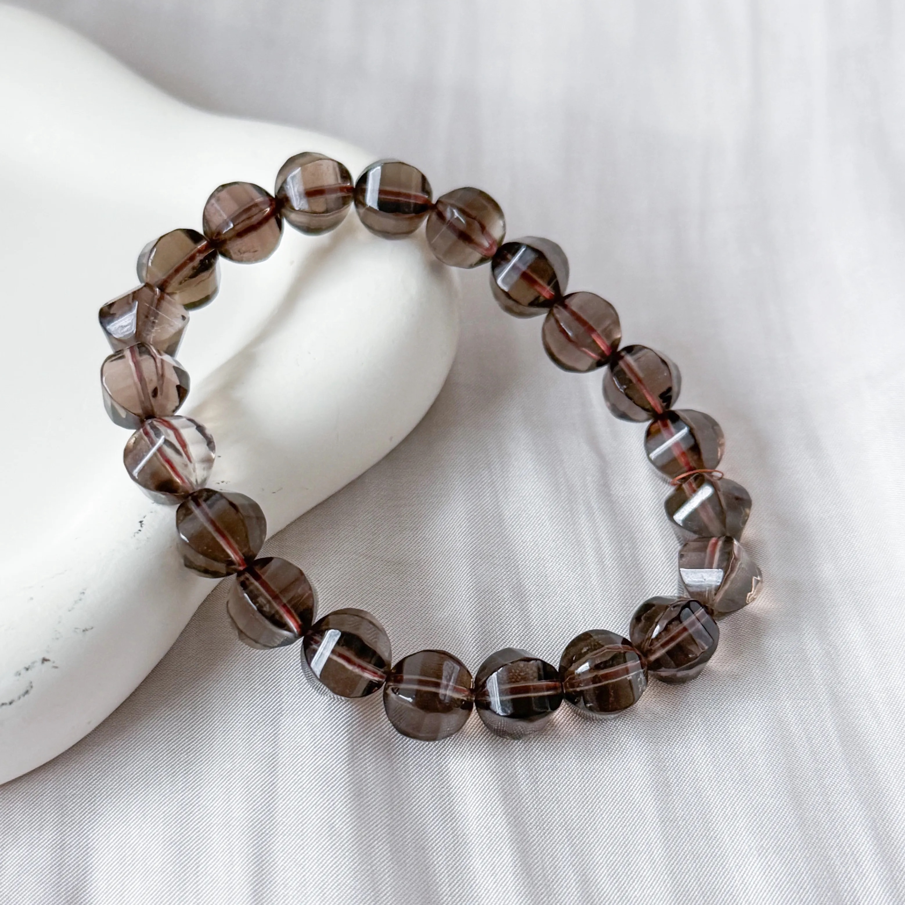 Smoky Quartz 8mm Lantern Cut Bracelet