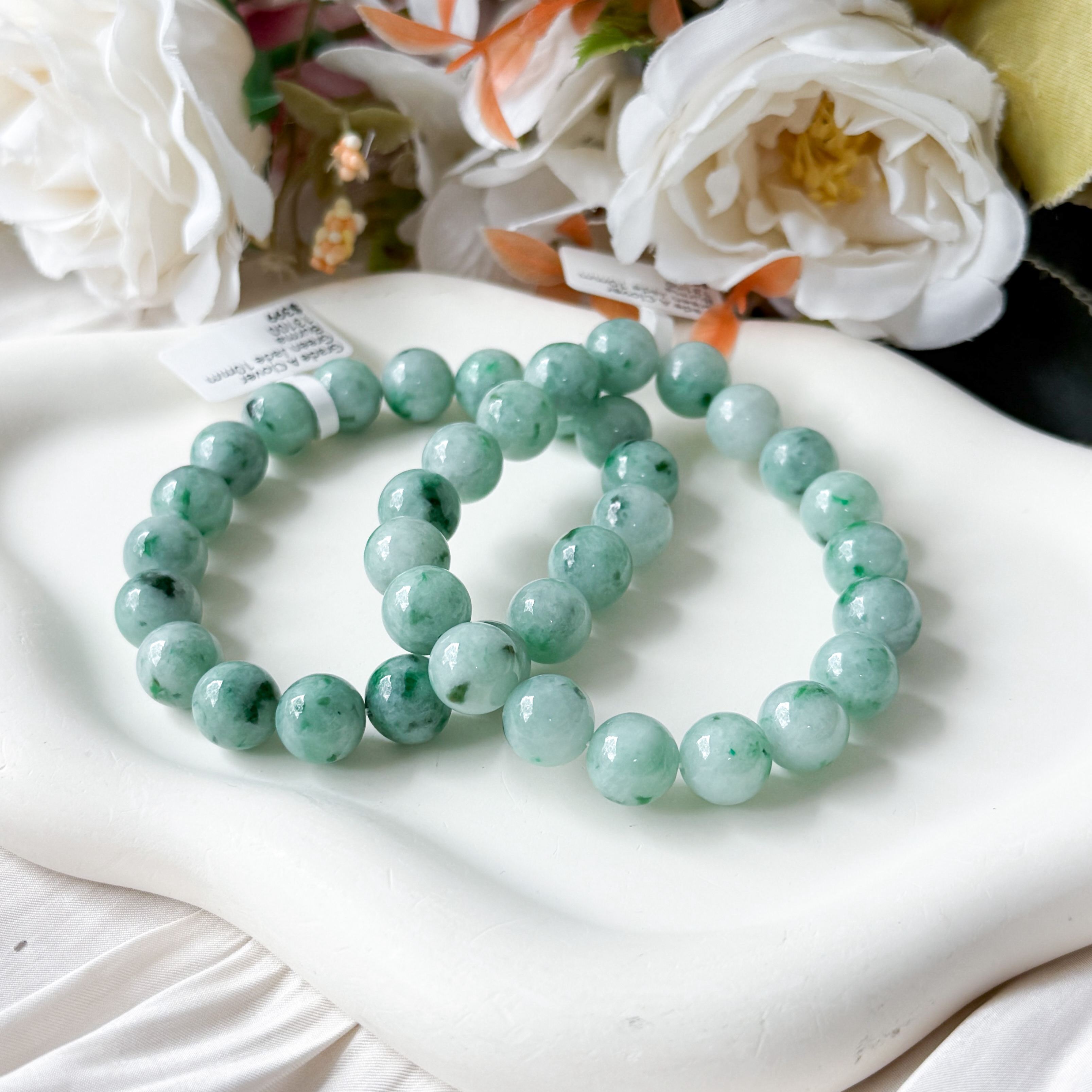 Grade A Clover Green Jade 10mm Bracelet