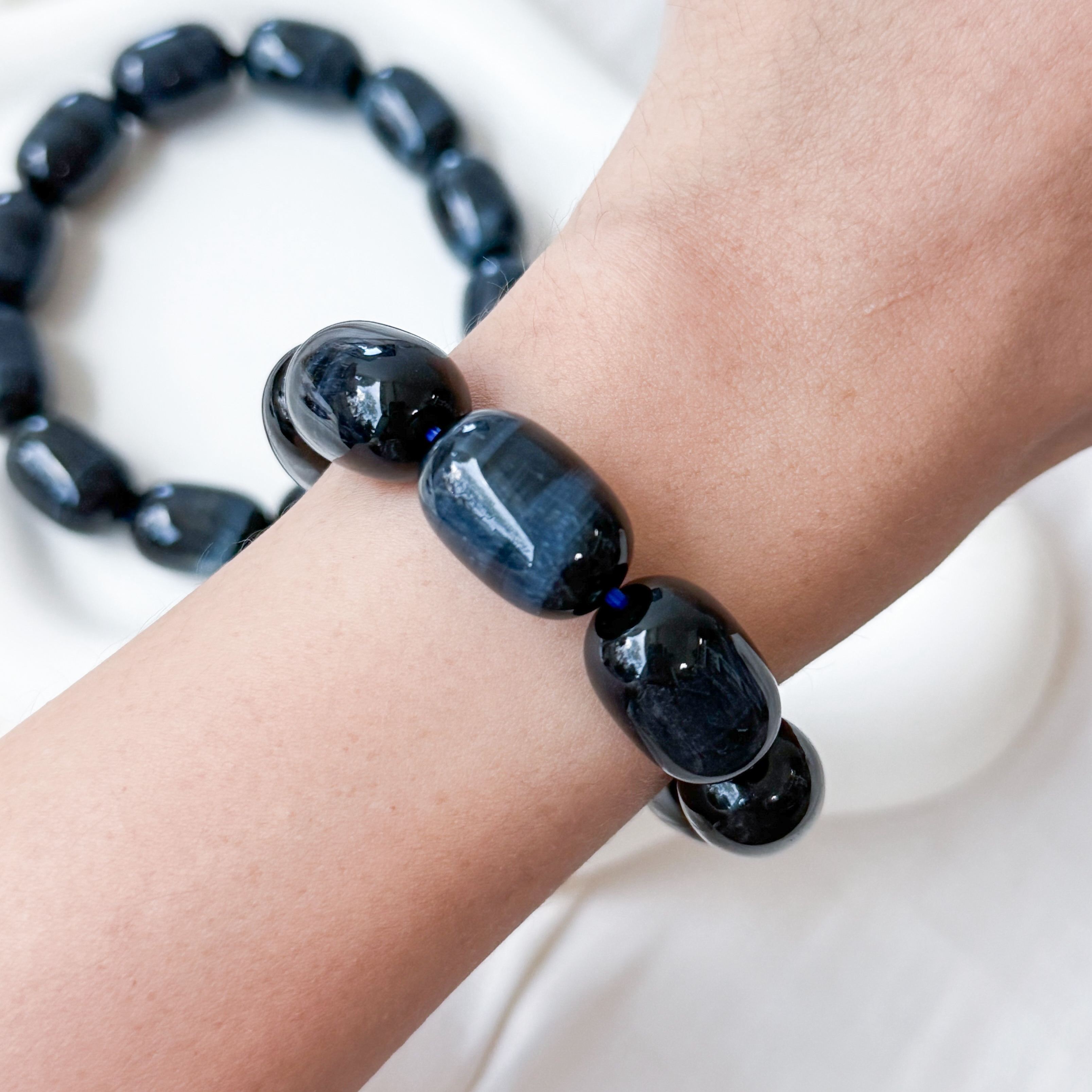 Blue Tiger Eye Barrel Bracelet