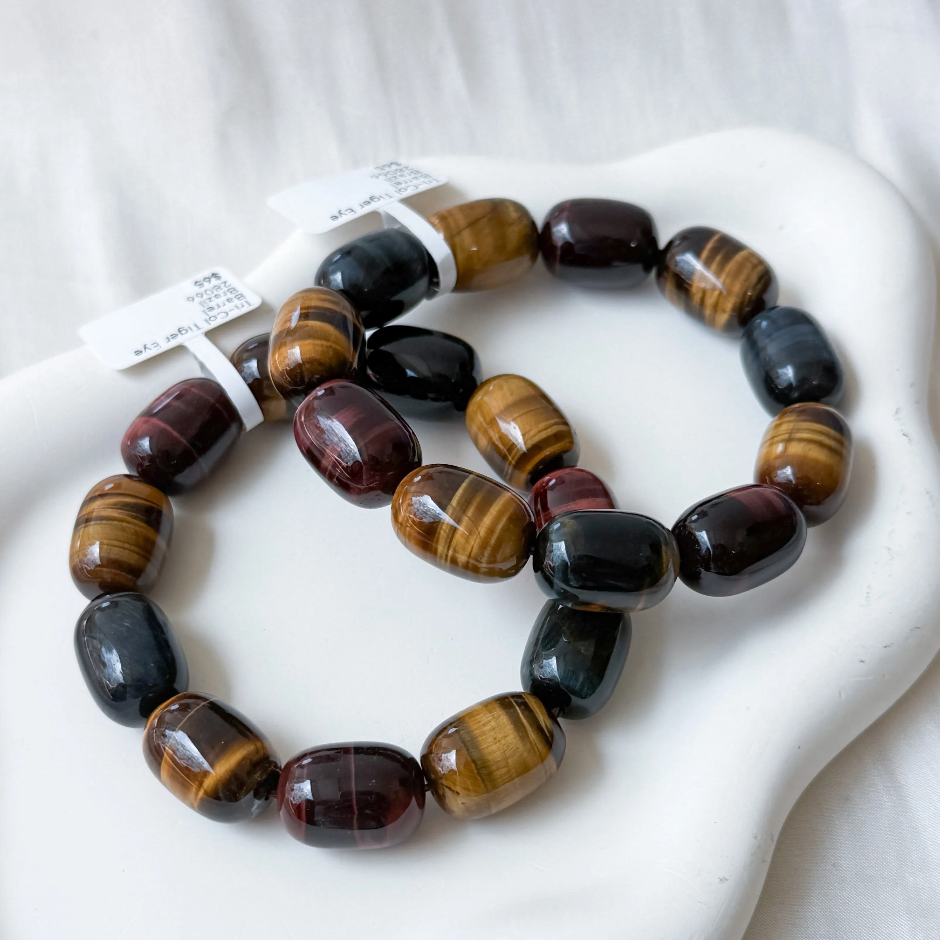 Tri-Colour Tiger Eye Barrel Bracelet
