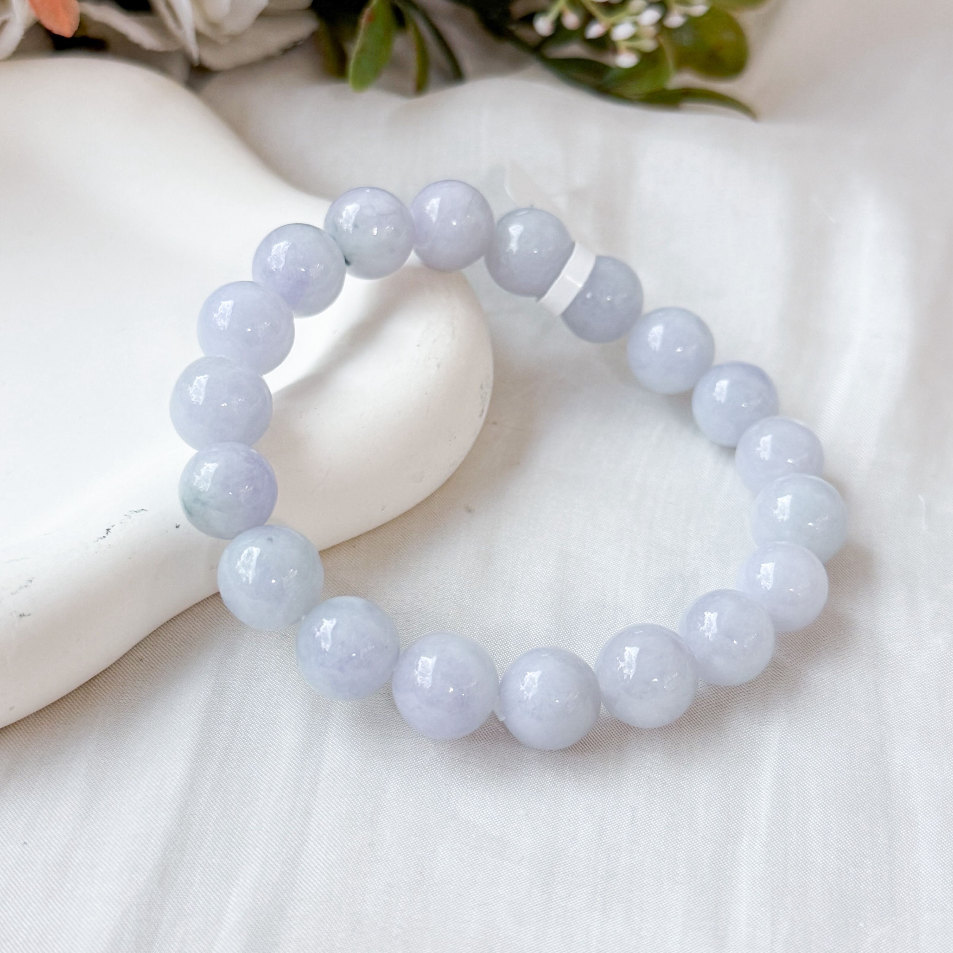 Grade A Pastel Lavender Green Jade 10-11mm Bracelet