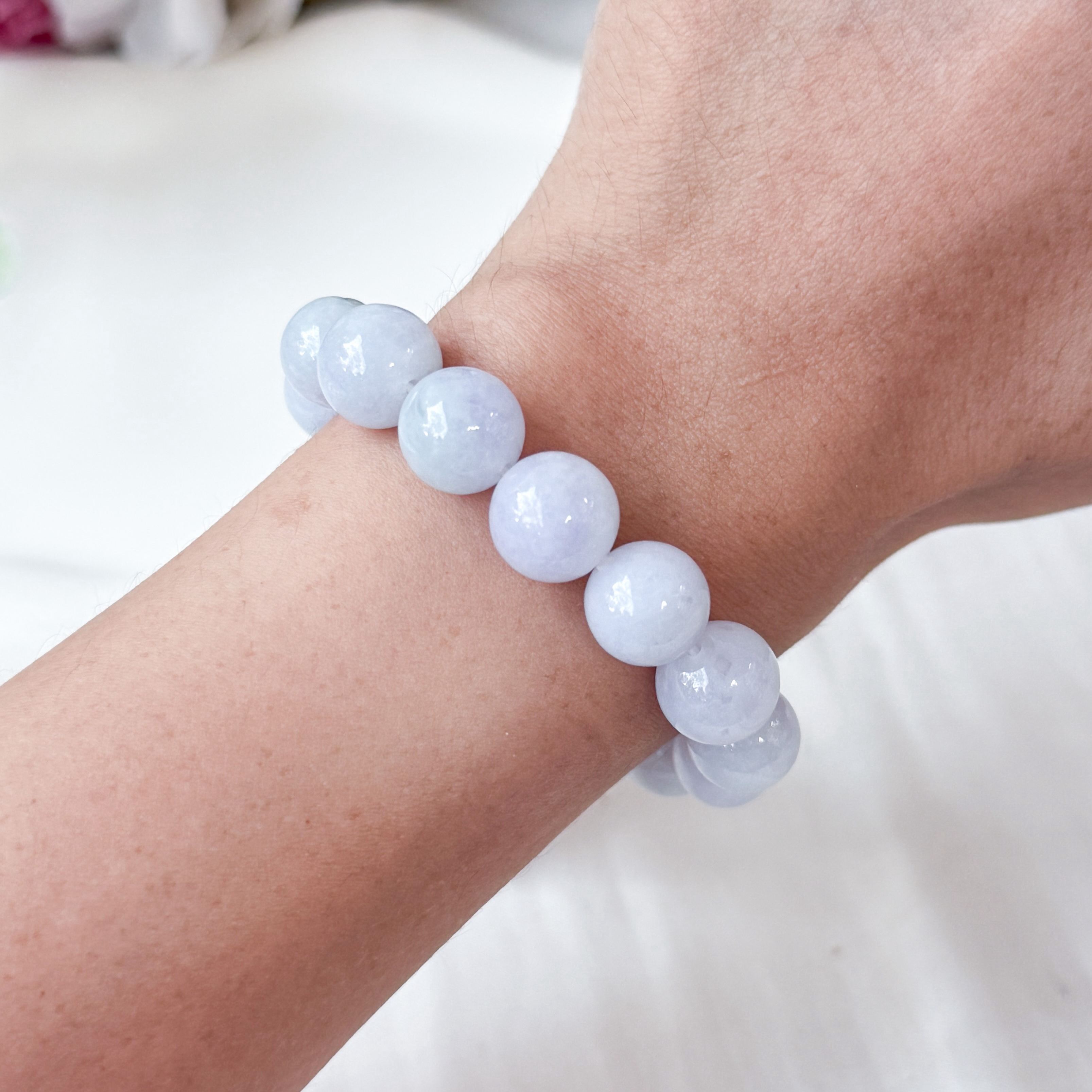 Grade A Pastel Lavender Green Jade 10-11mm Bracelet