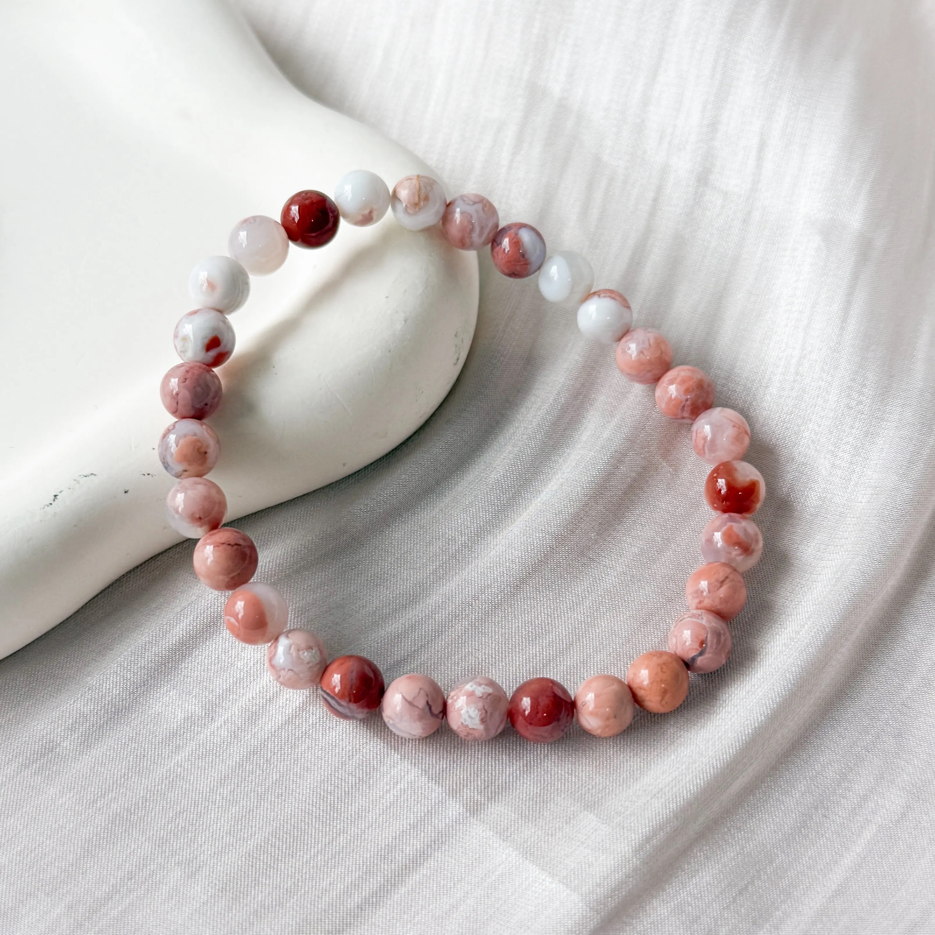 Blush Sakura Agate 6mm Bracelet