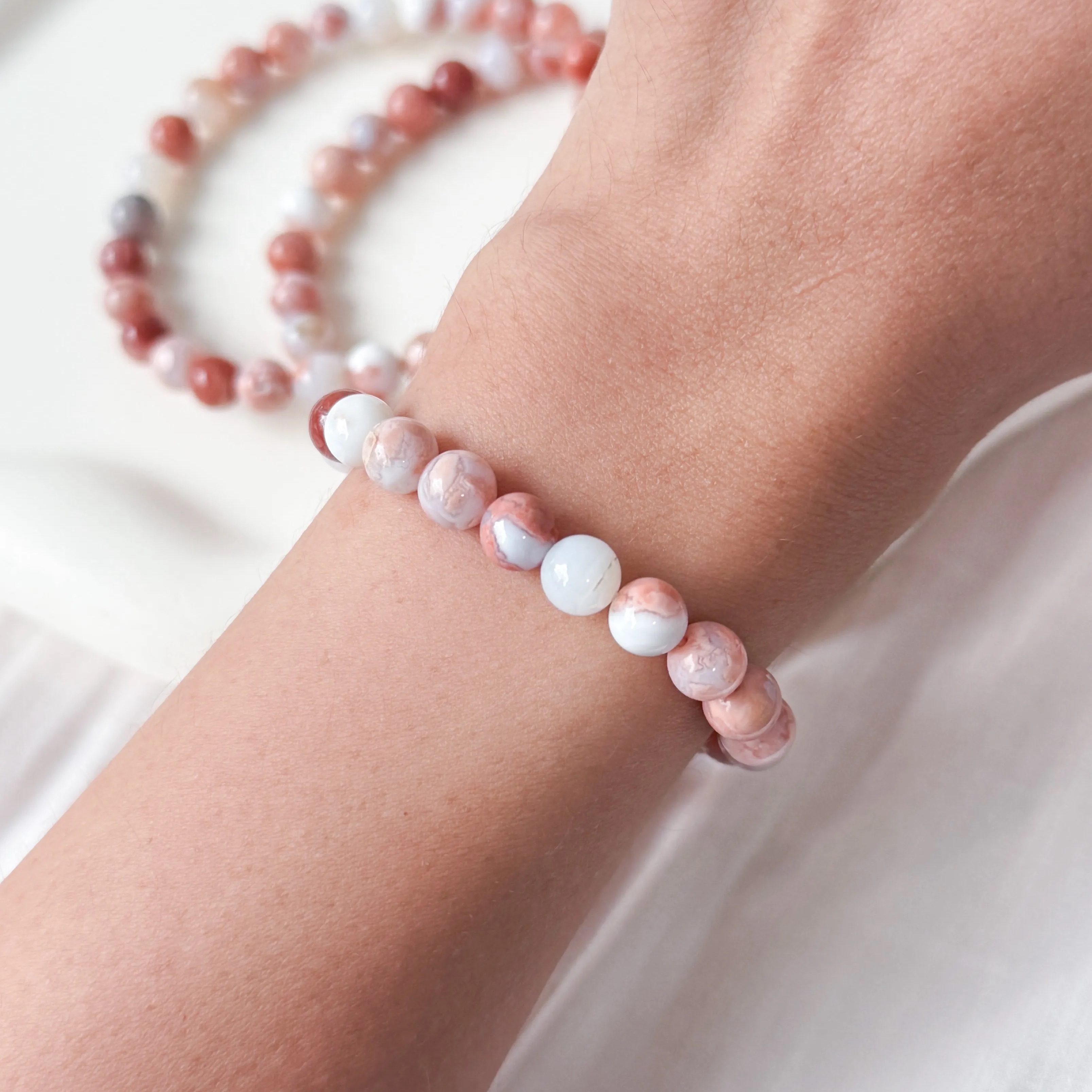 Blush Sakura Agate 6mm Bracelet