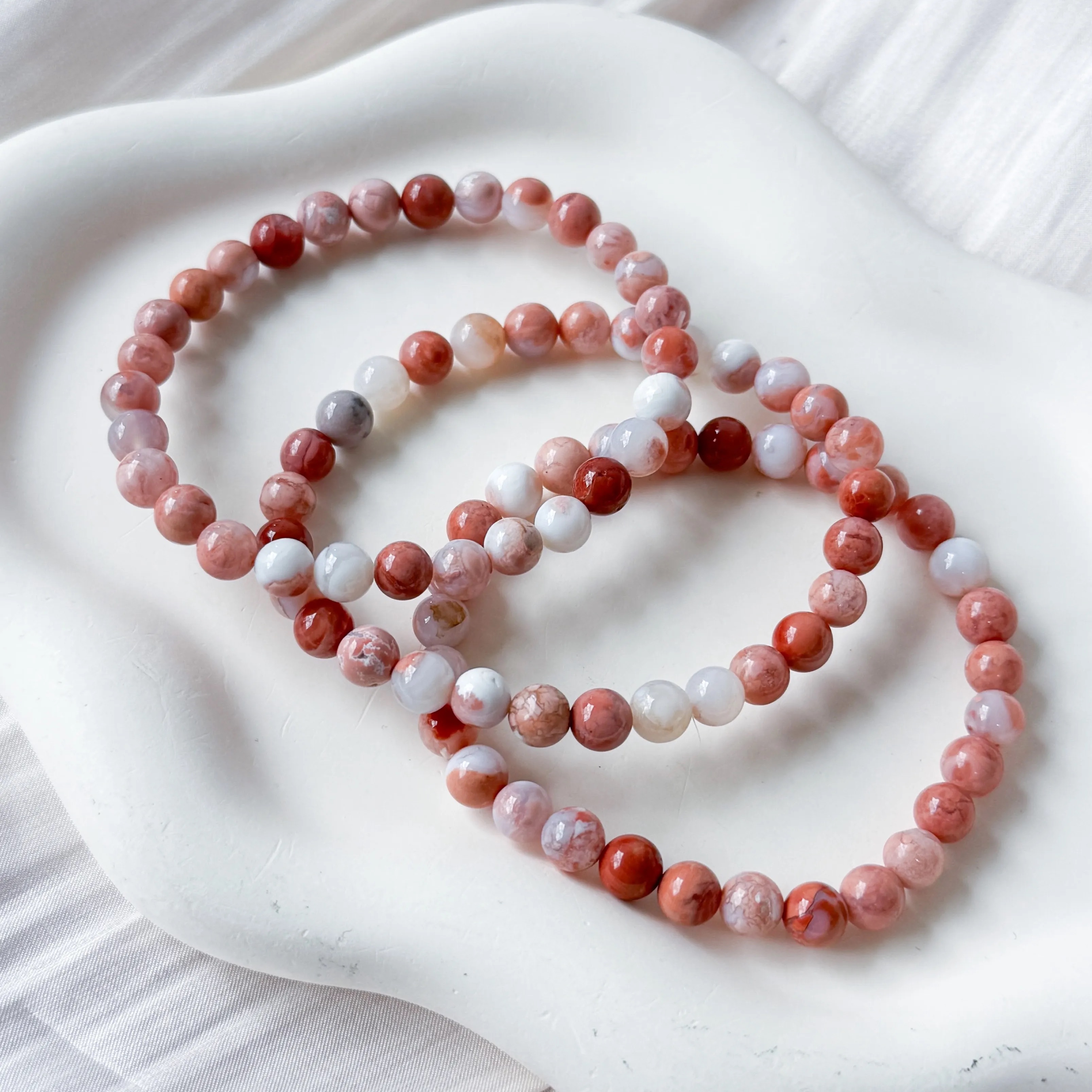 Blush Sakura Agate 6mm Bracelet