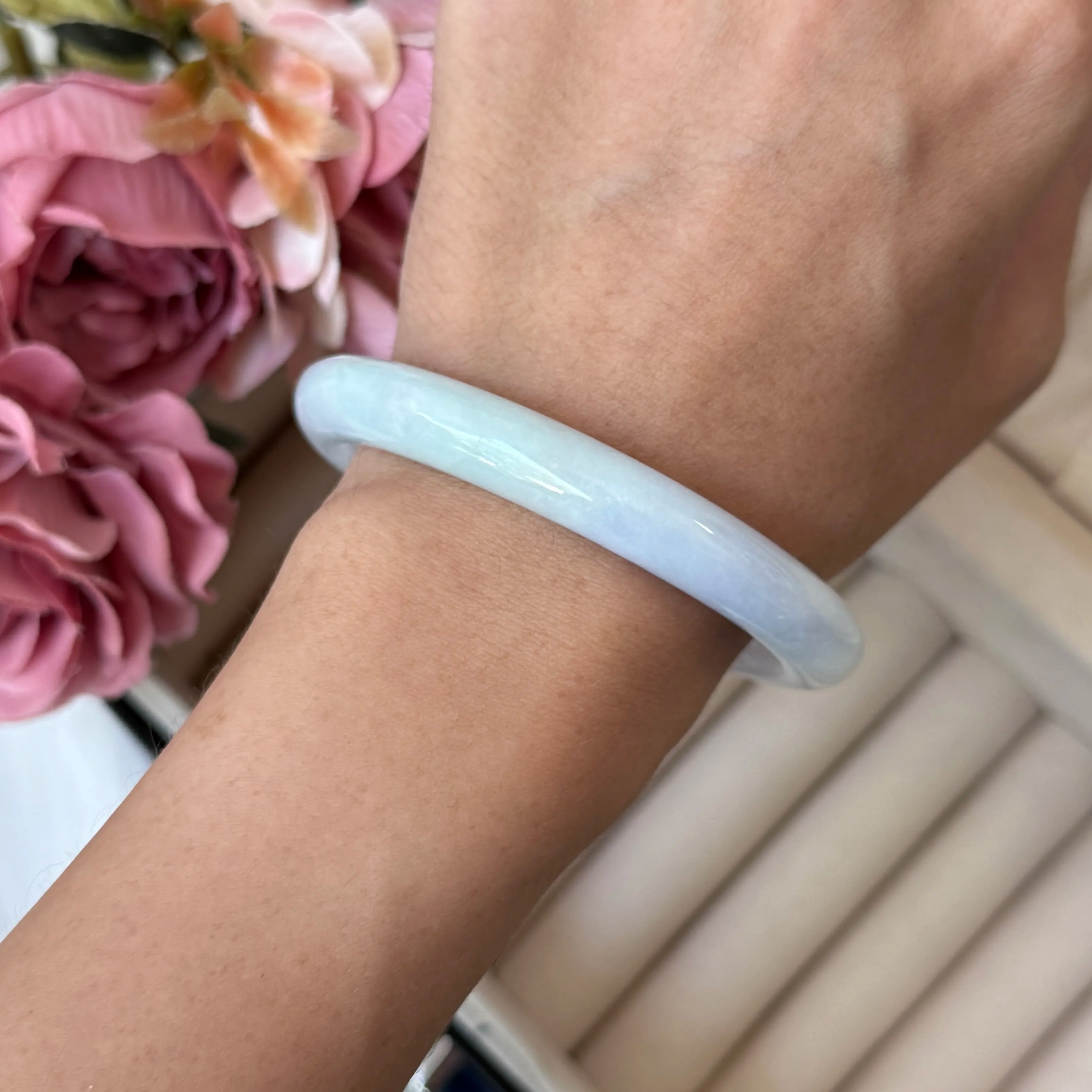 Grade A Lilac Mist Jade Bangle - S56/44.6g