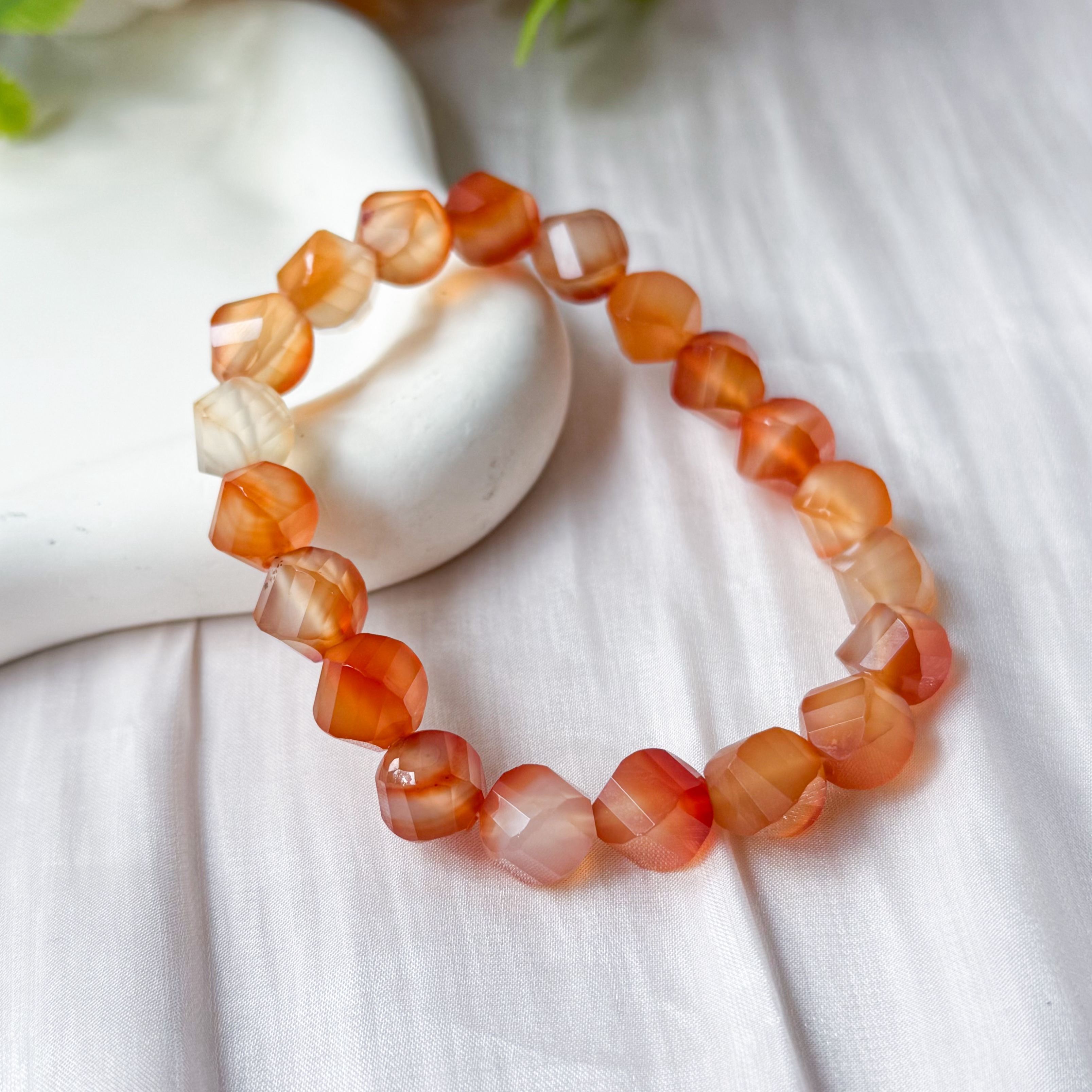 Carnelian Spiral 10mm Cut Bracelet