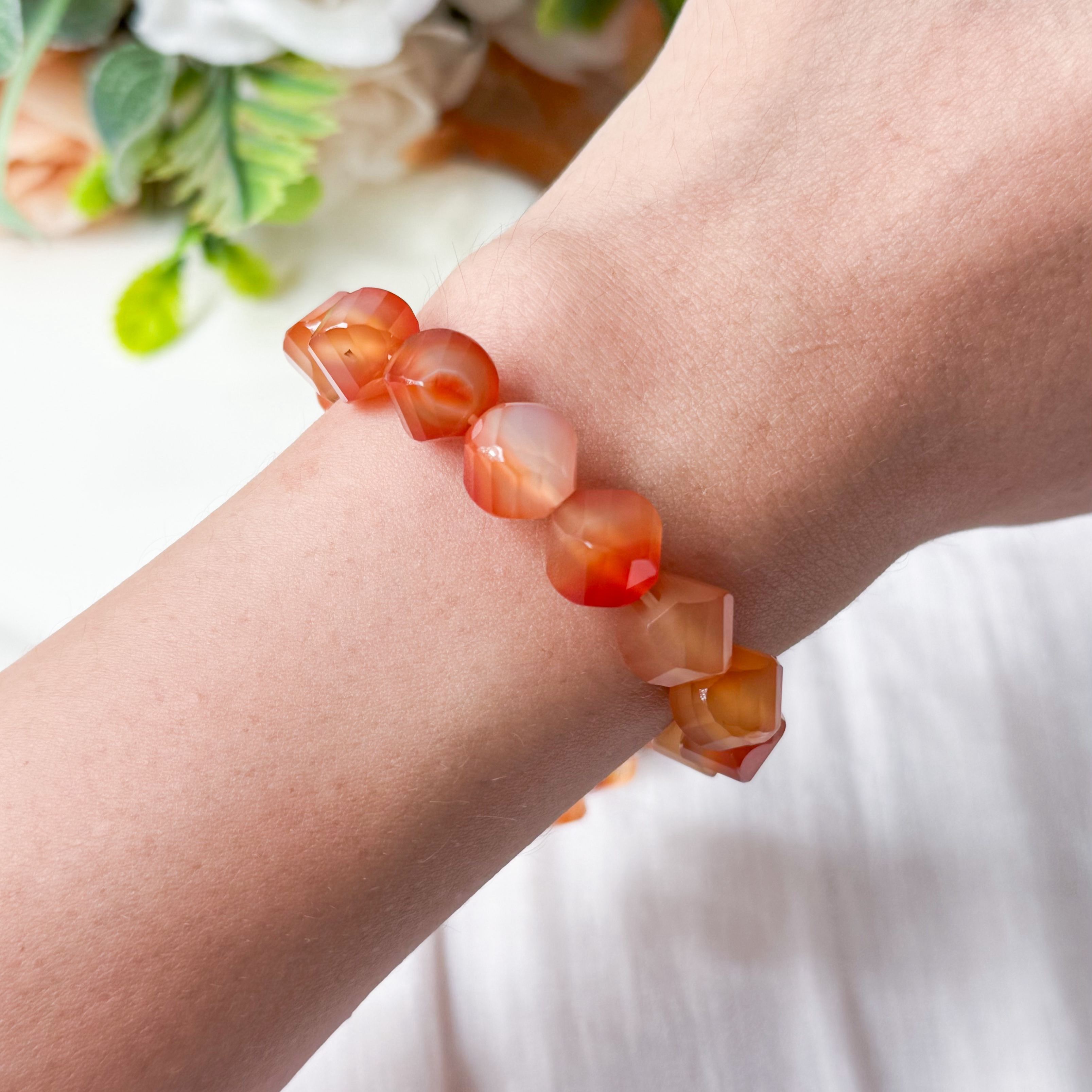Carnelian Spiral 10mm Cut Bracelet