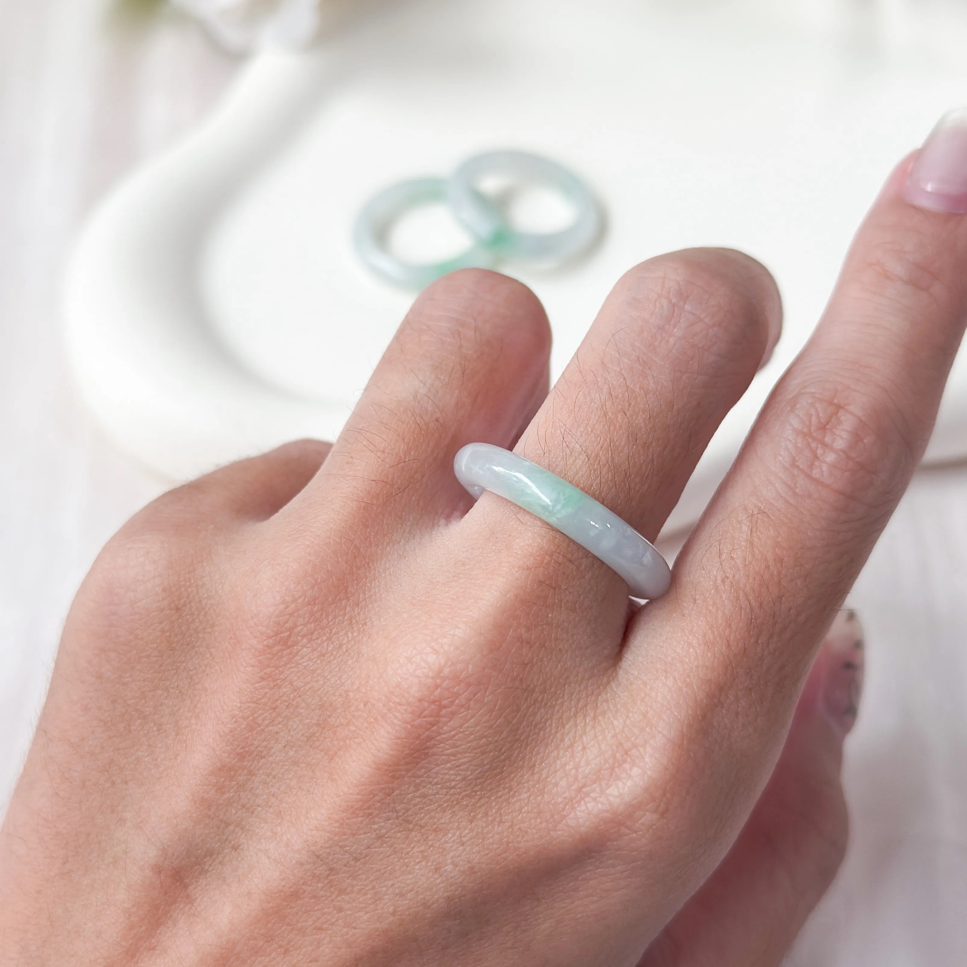 Grade A Spring Vein Full Jade Ring