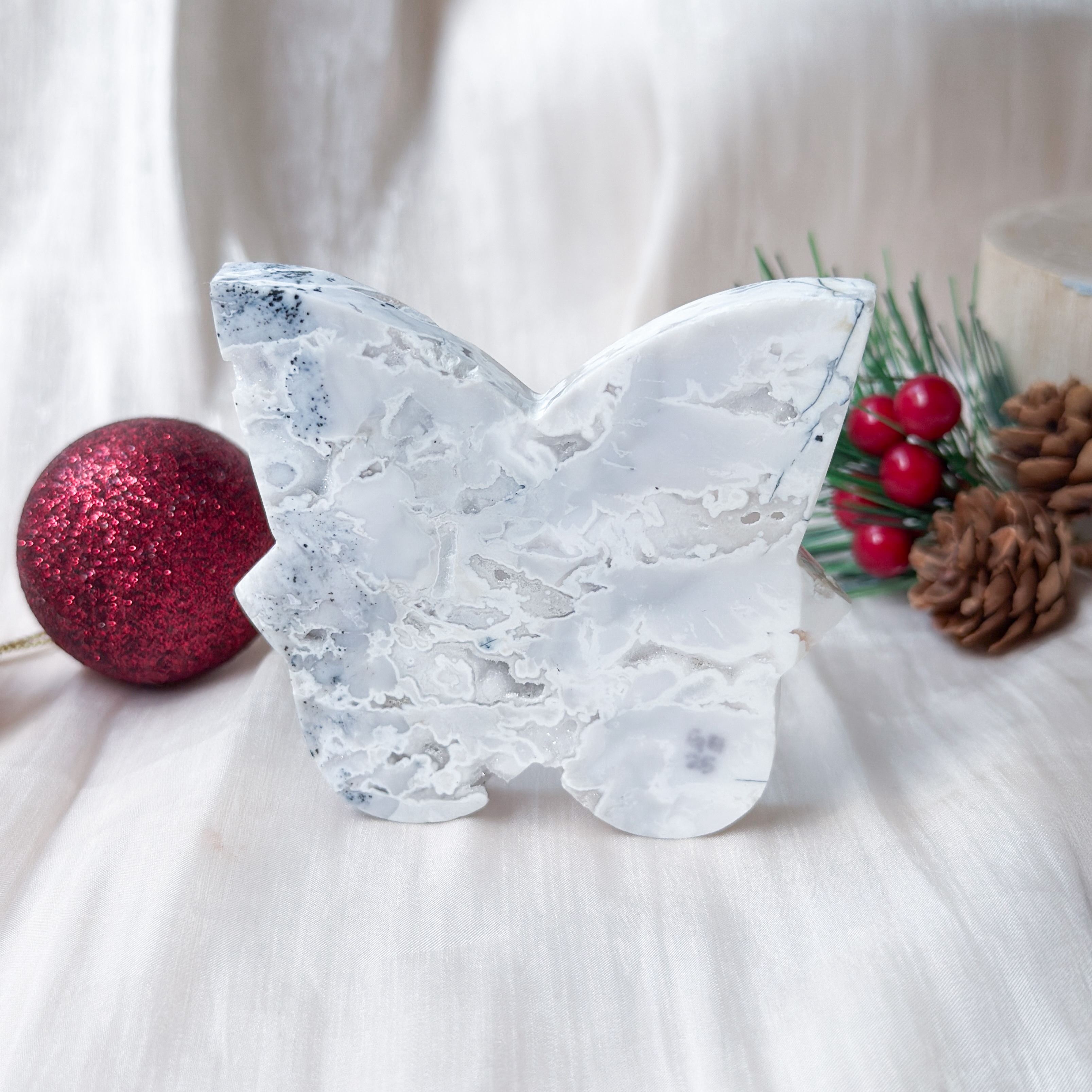 White Plume Druzy Agate Butterfly [Black Friday]
