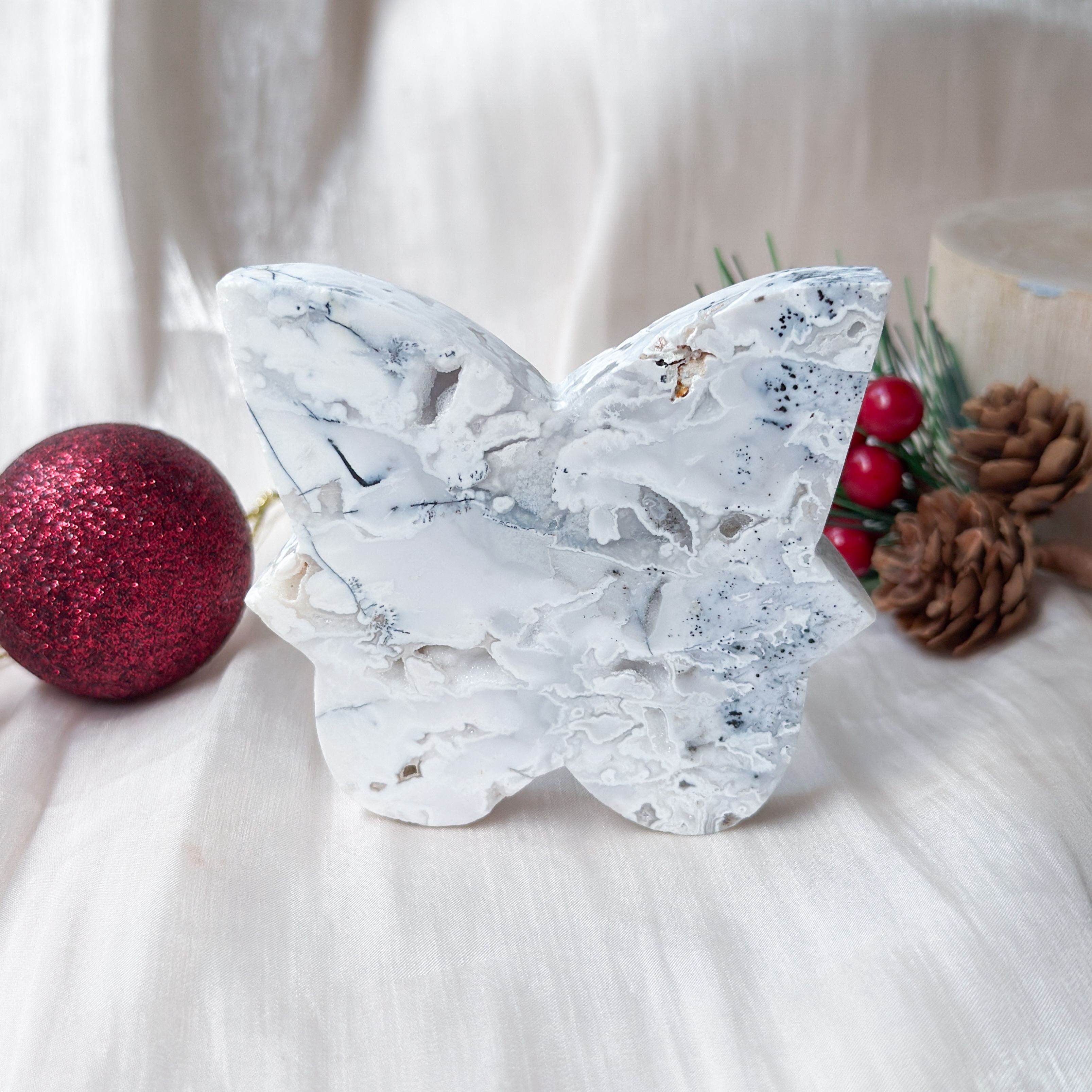 White Plume Druzy Agate Butterfly [Black Friday]