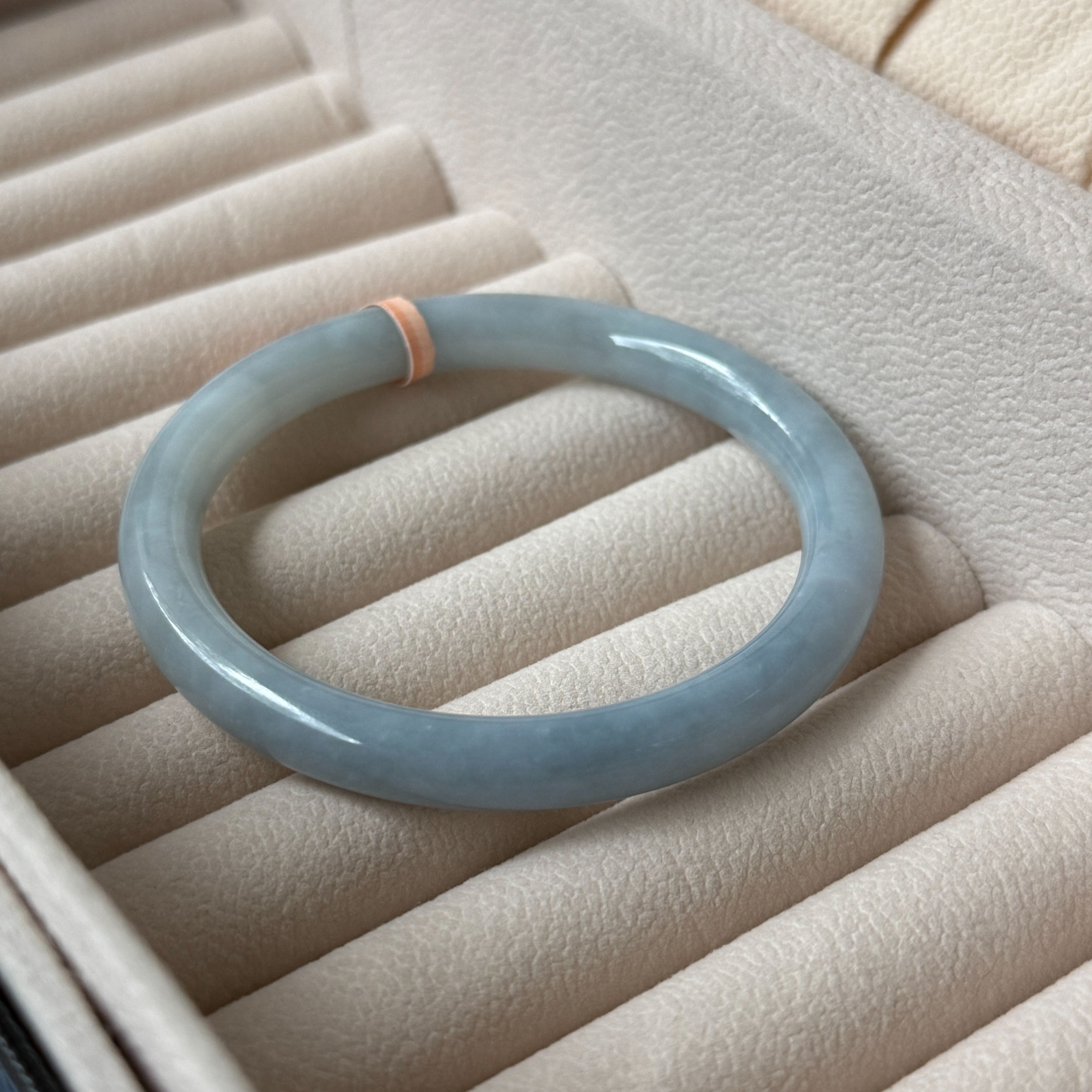 Grade A Teal Green Jade Yuan Tiao Bangle S58+/36.8g - YTM