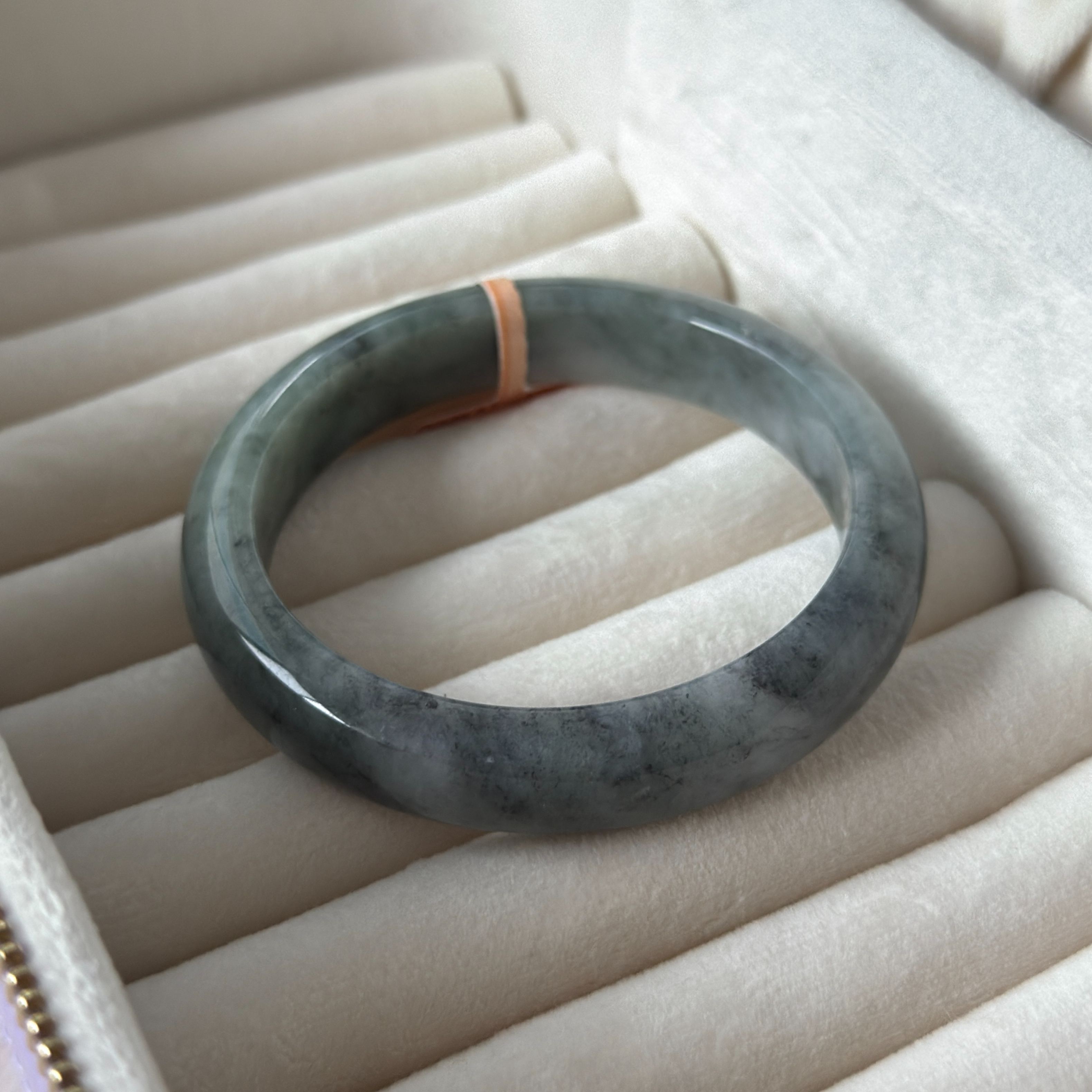 Grade A Flora Ash Jade Bangle - S58+/57.5g - CTM