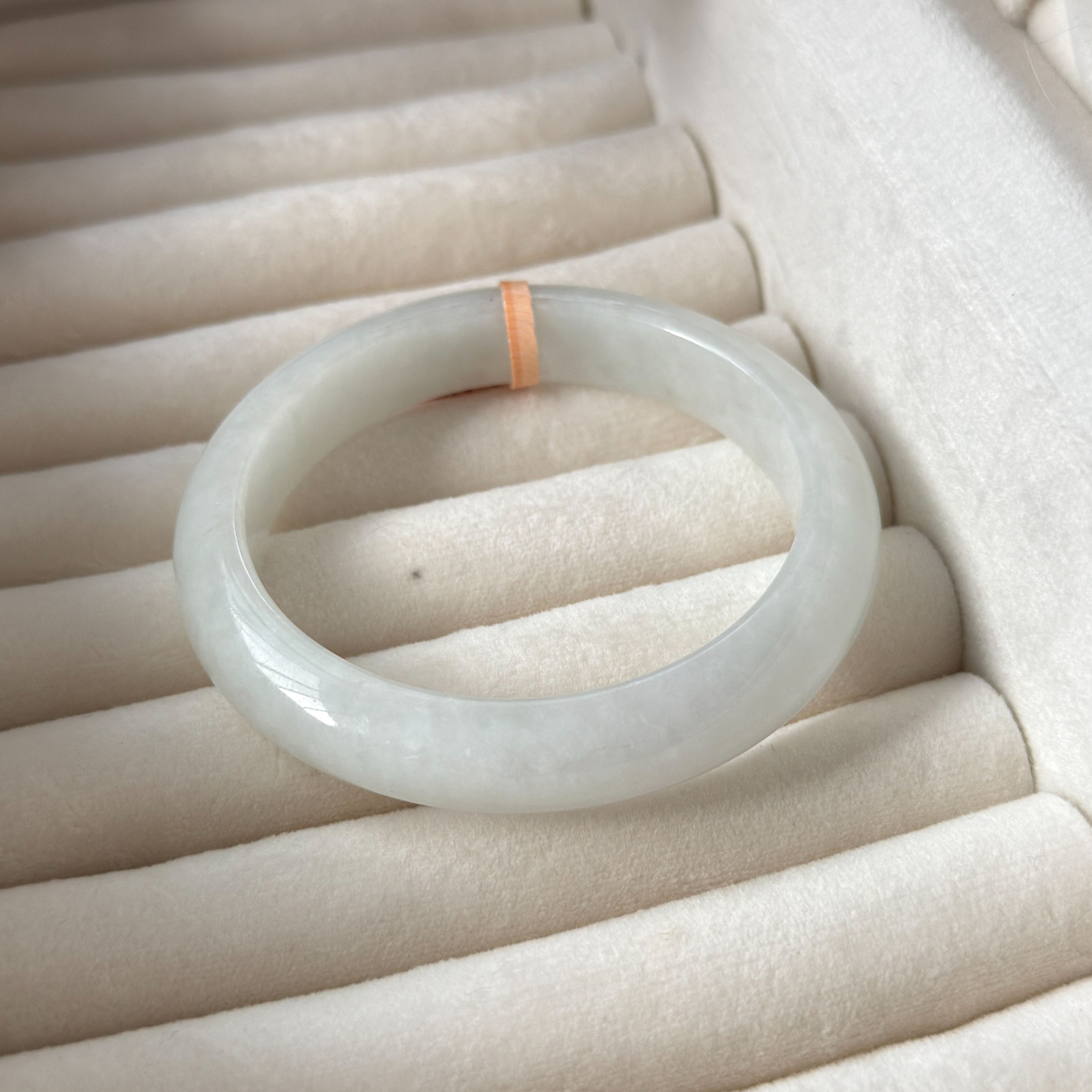 Grade A Snowy White Jade Bangle - S54+/47.4g