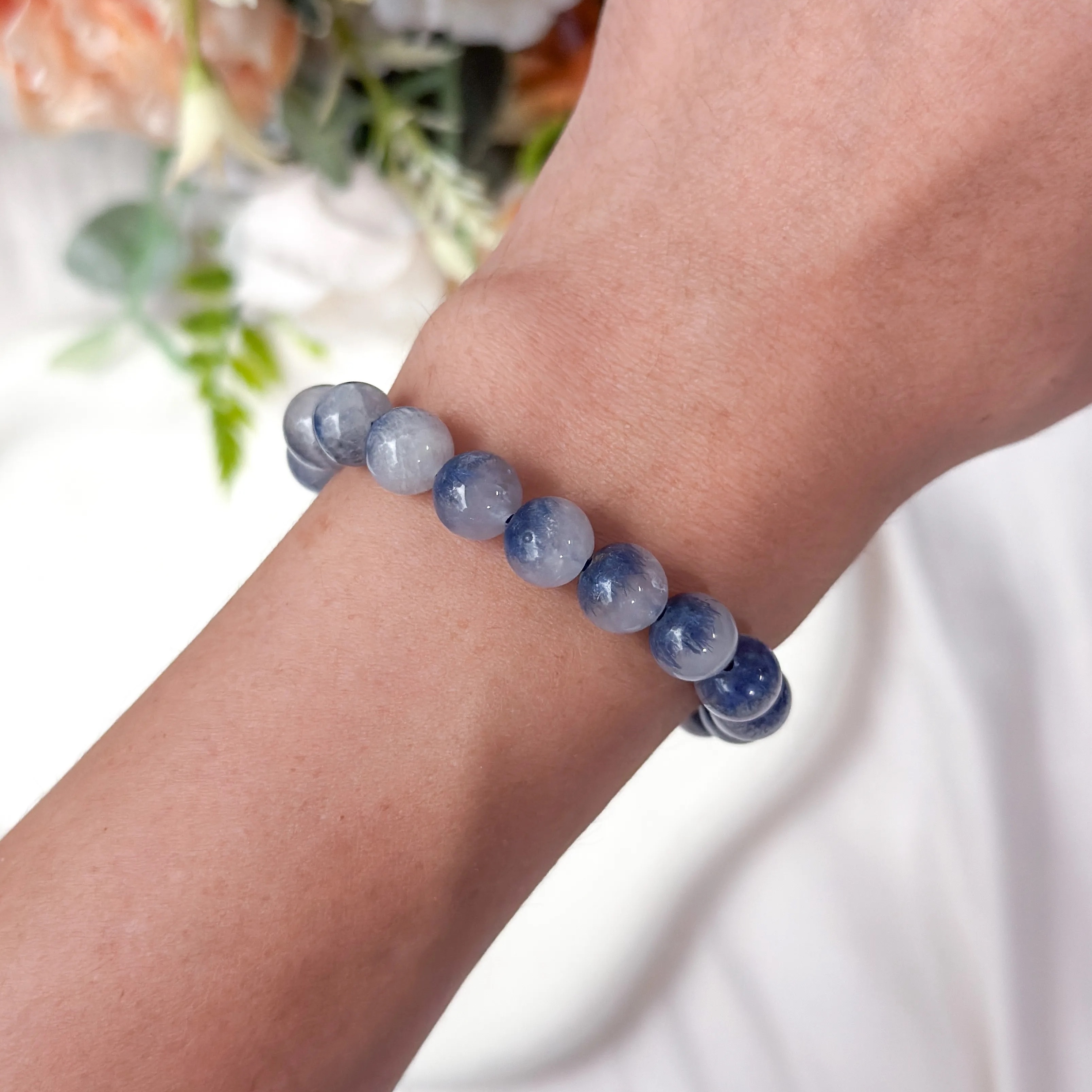 Dumortierite in Quartz 7-8mm AAA+ Bracelet
