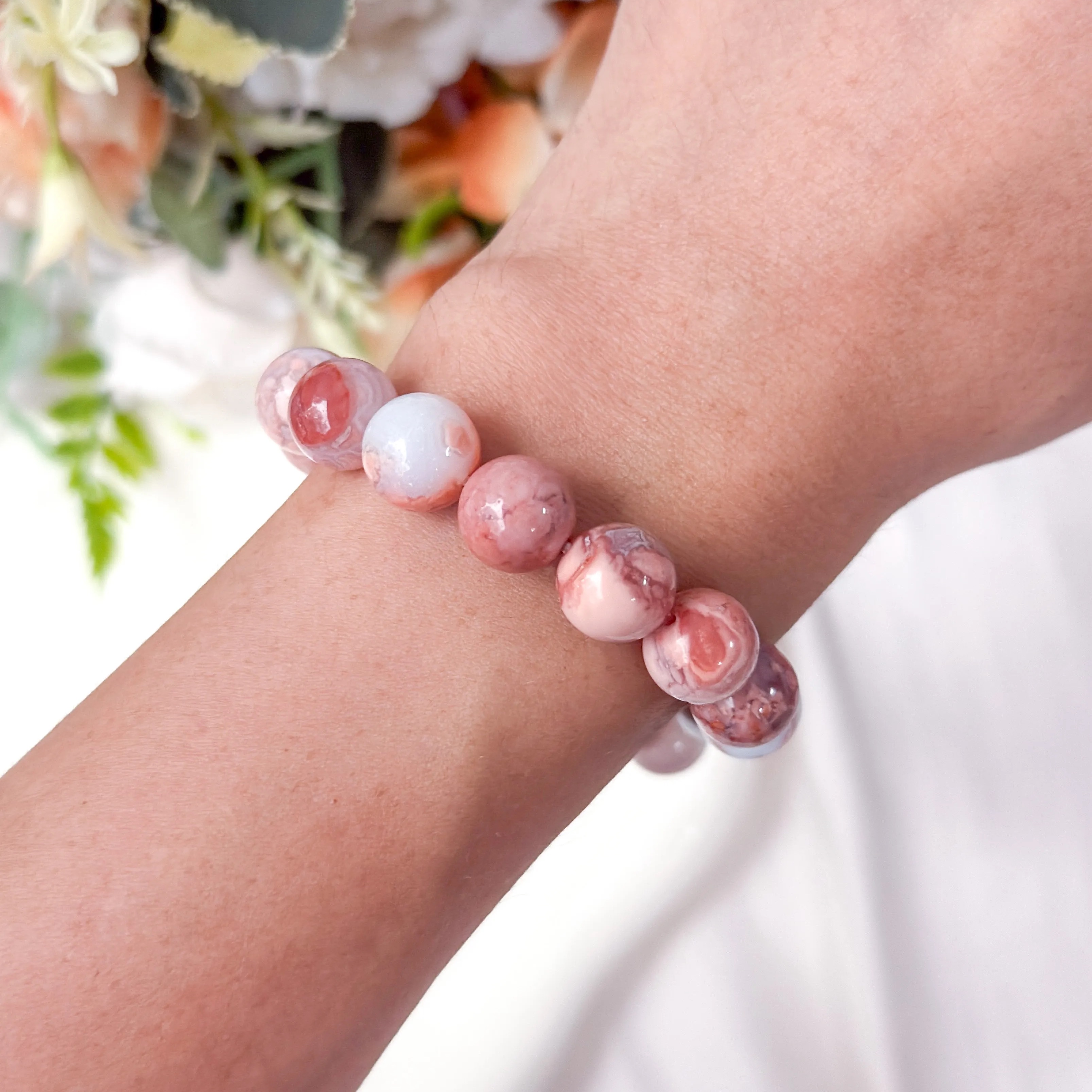 Blush Sakura Agate 10mm Bracelet