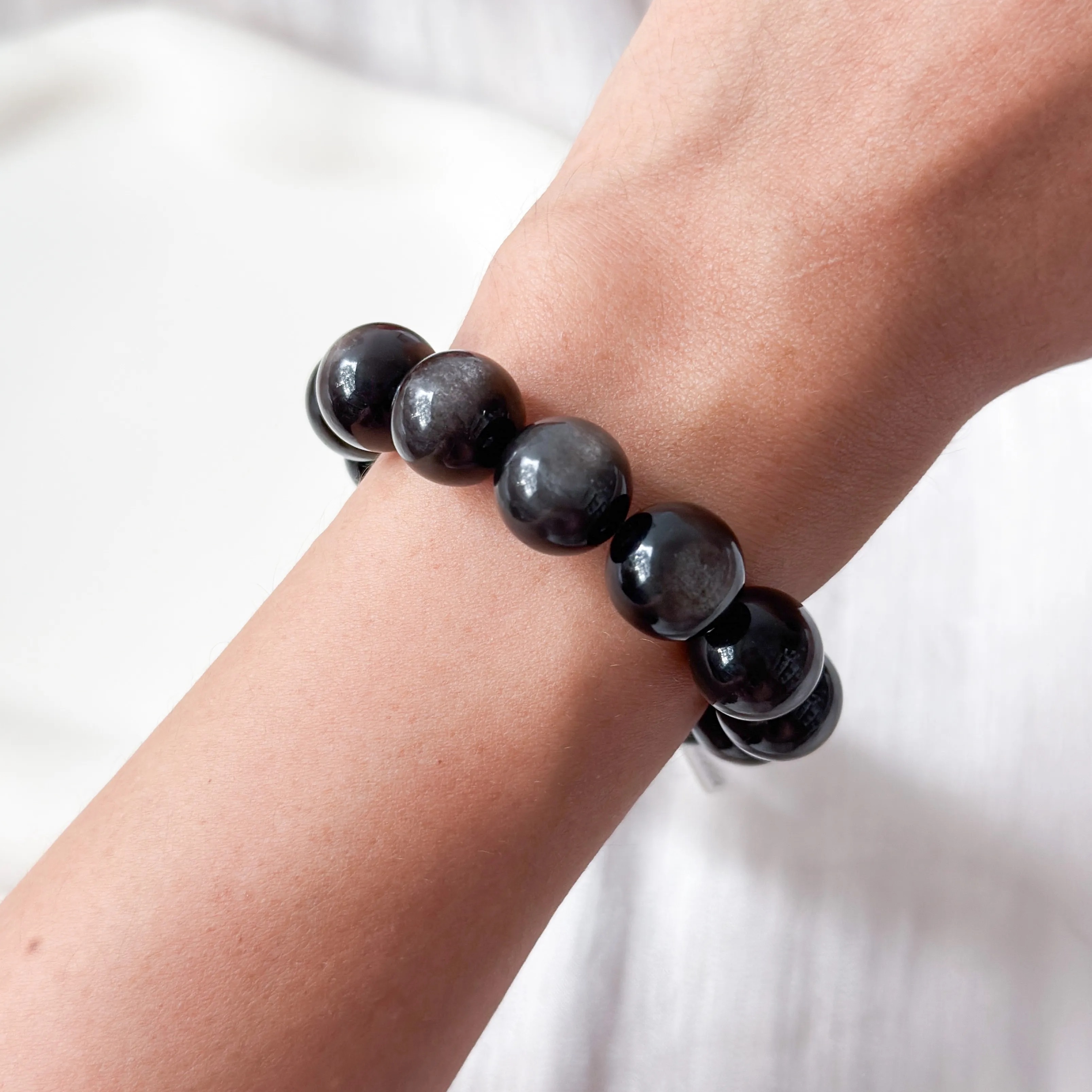 Silversheen Obsidian 12mm Bracelet
