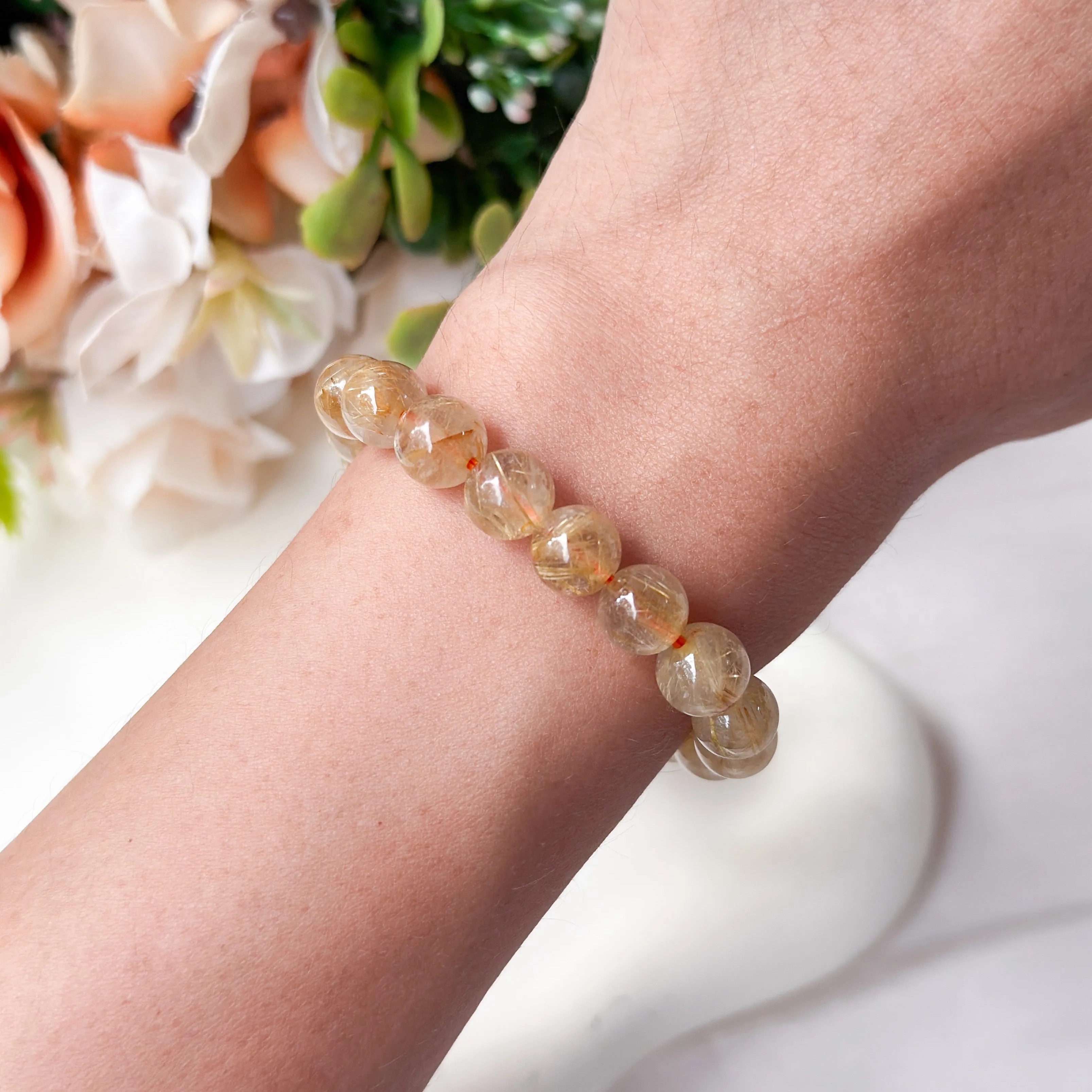 Gold Rutilated Quartz 7-8mm AA Bracelet