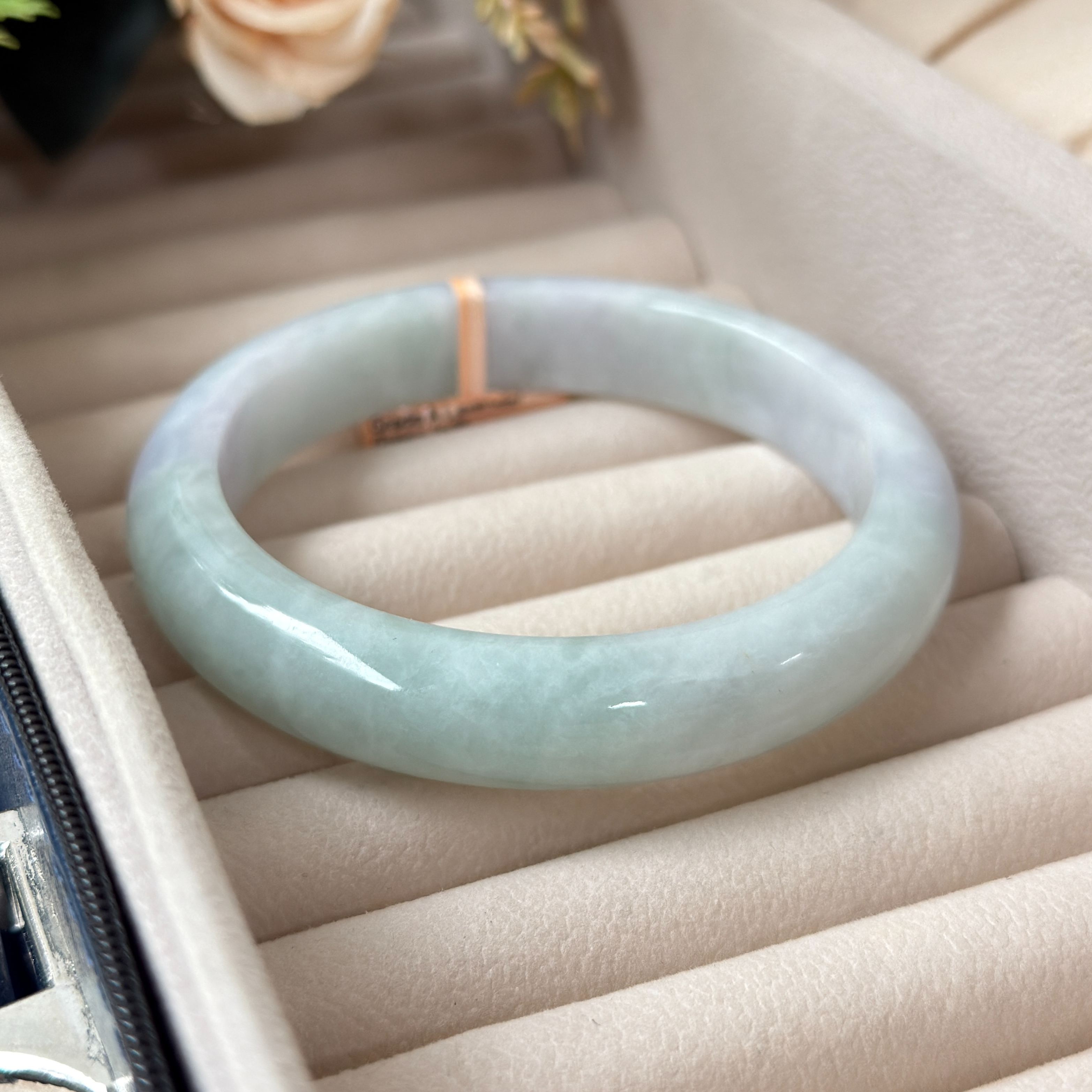 Grade A Lavender Green Jade Bangle - S66/81.6g