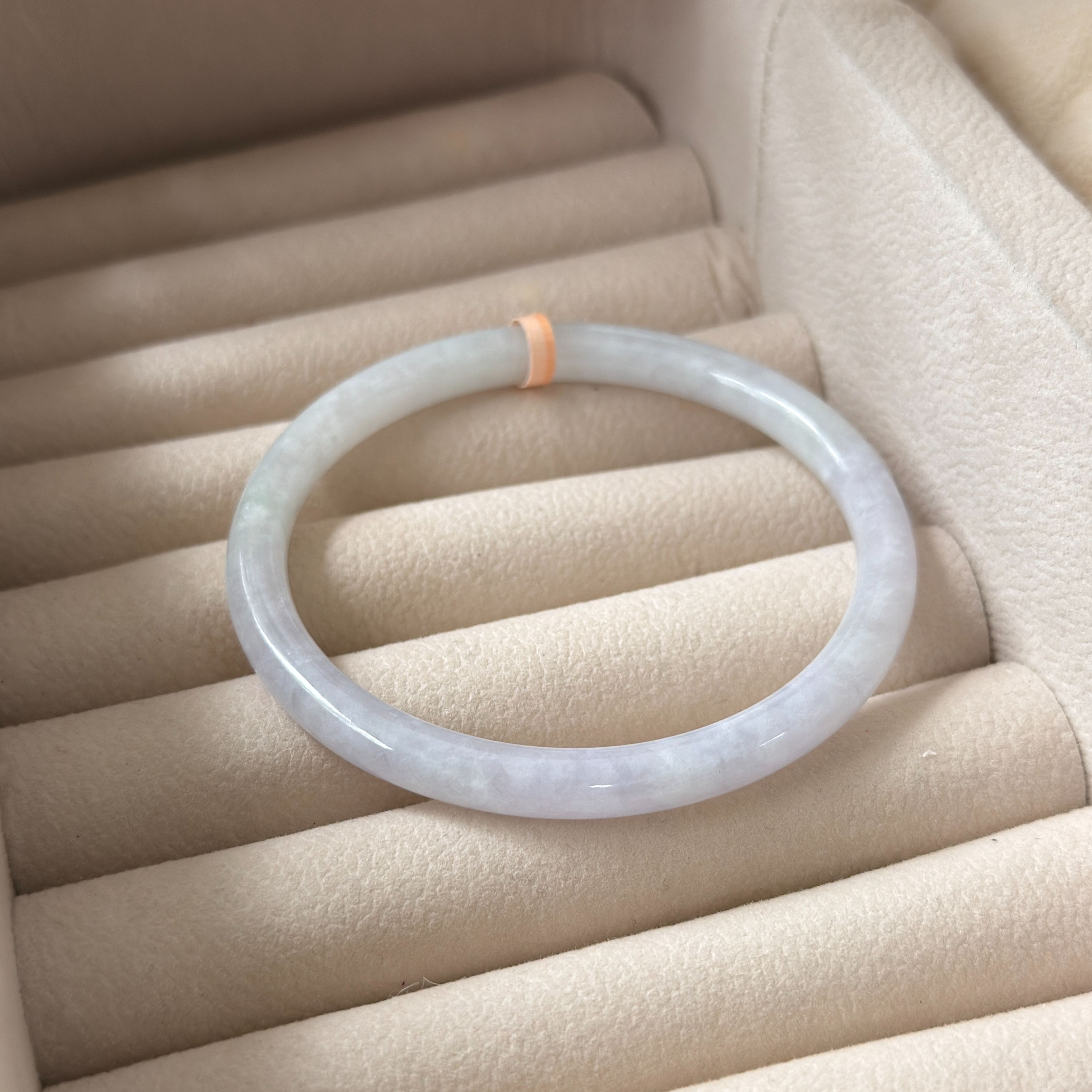 Grade A Dainty Lavender Green Jade Bangle Yuan Tiao - S57+/20.3g