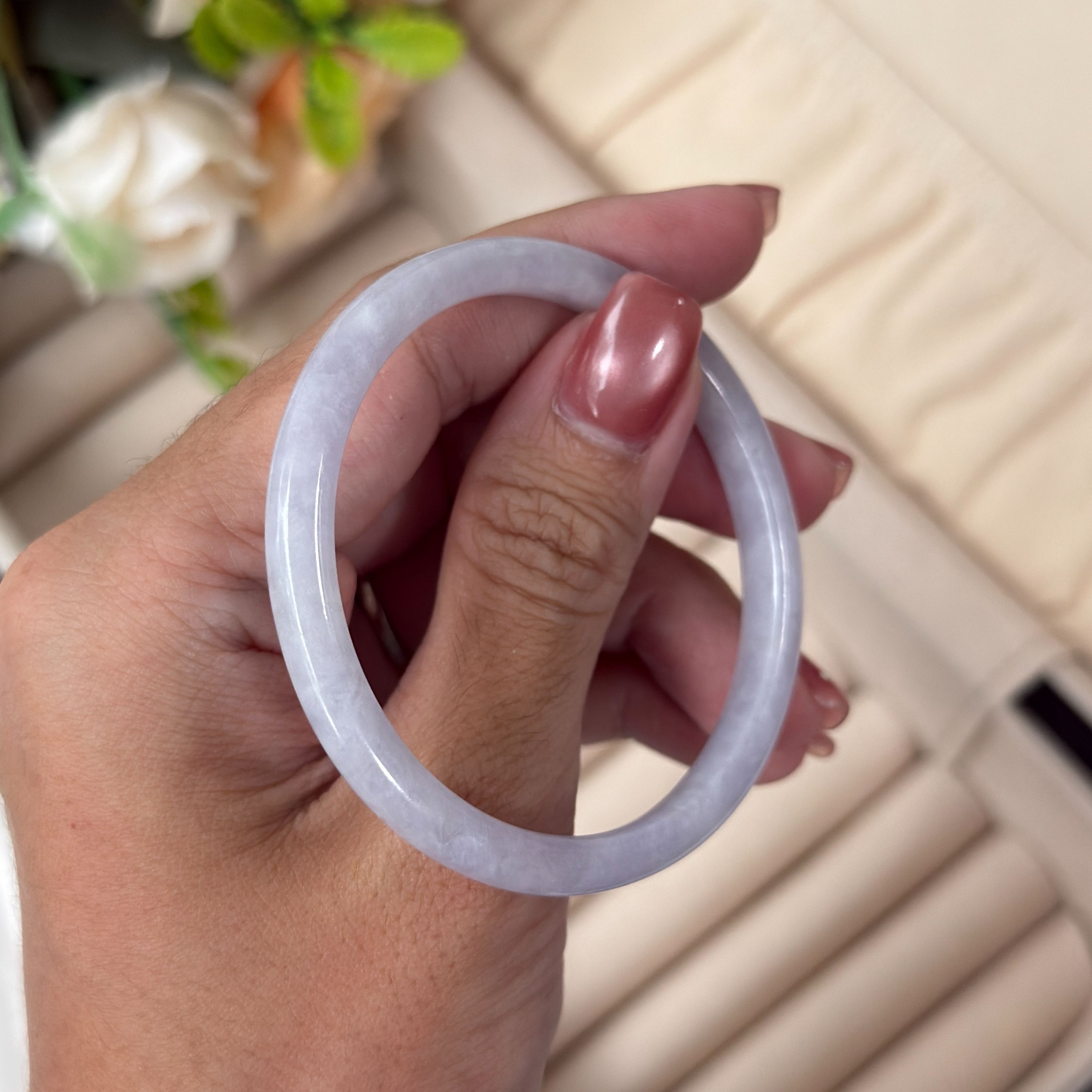 Grade A Violet Frost Xi Tiao Jade Bangle - S51+/16.8g