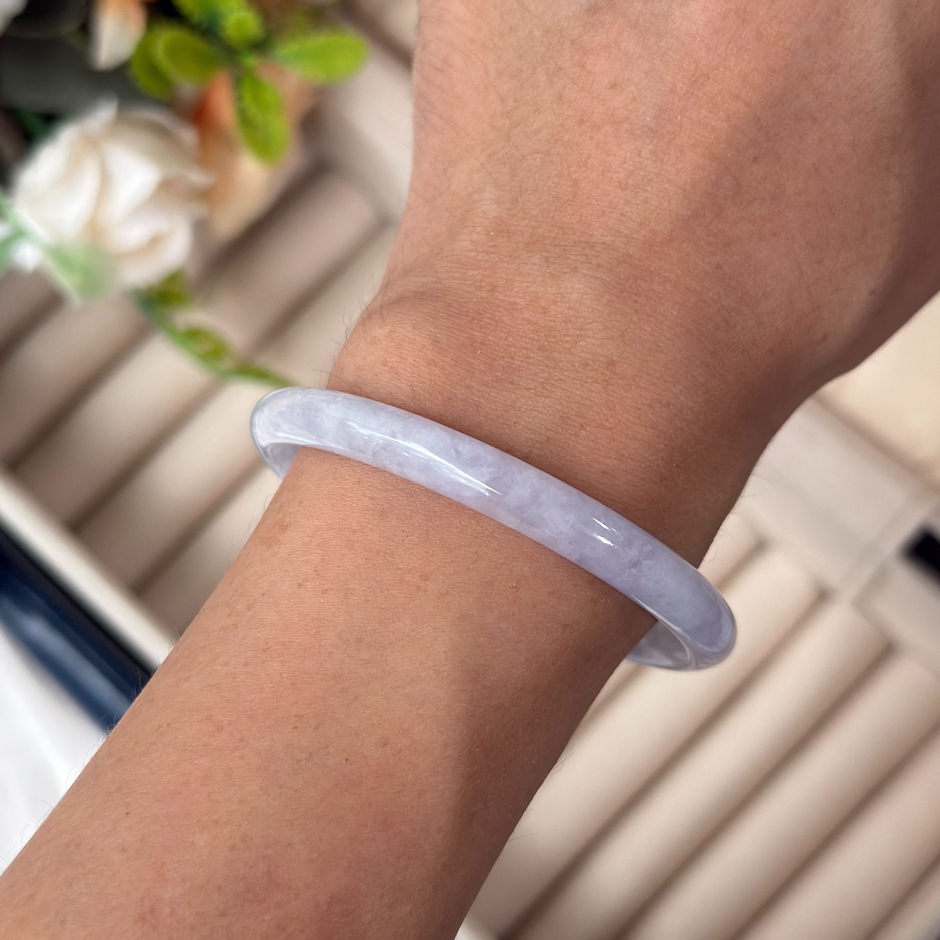 Grade A Violet Frost Xi Tiao Jade Bangle - S51+/16.8g