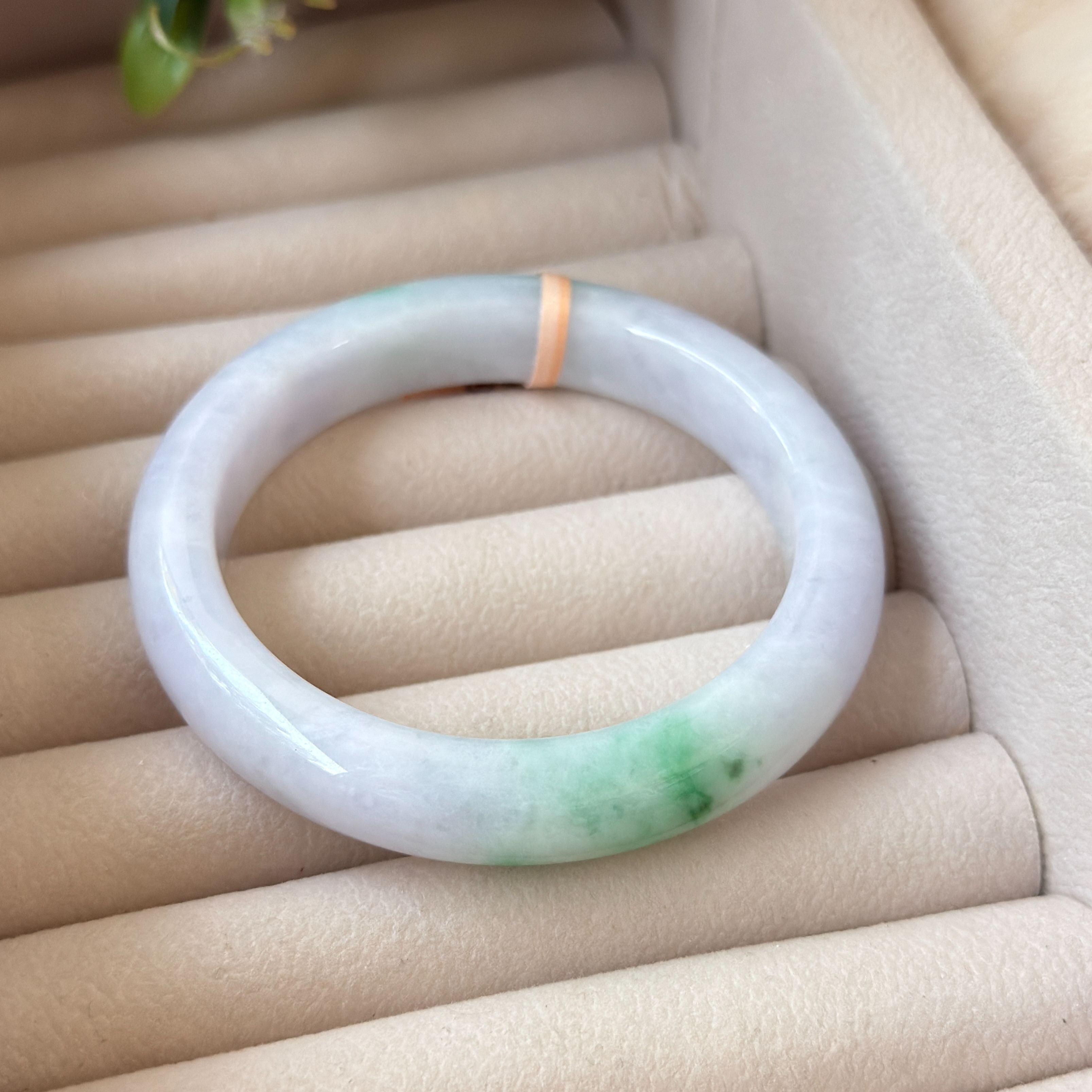 Grade A Wisteria Lavender Green Jade Bangle - S56/61.3g