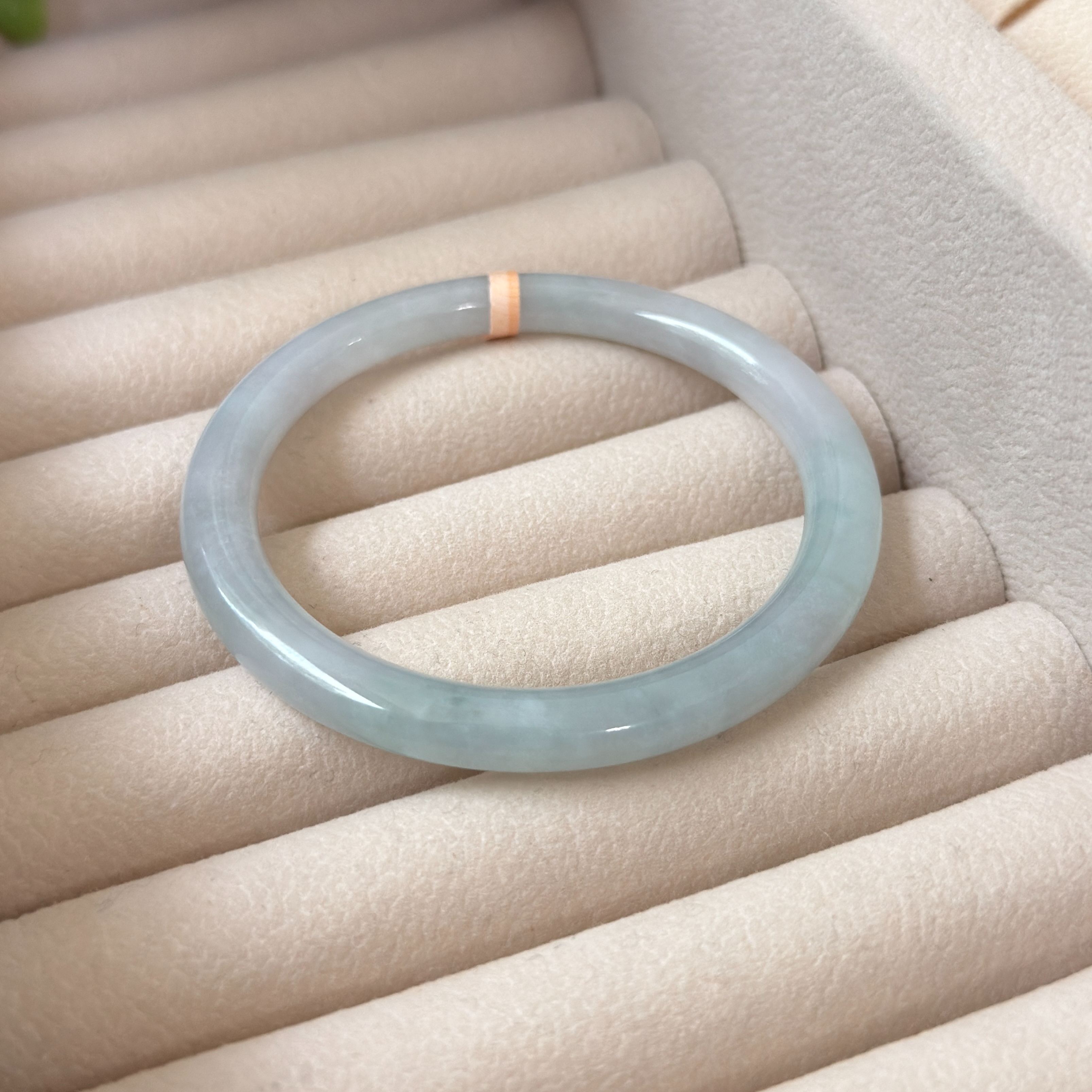 Grade A Tea Green Yuan Tiao Jade Bangle - S51/21.5g